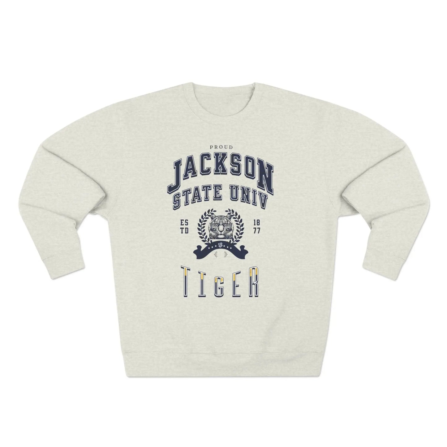 Proud Jackson State Univ Tiger Men's Navy Crewneck Sweatshirt Printify