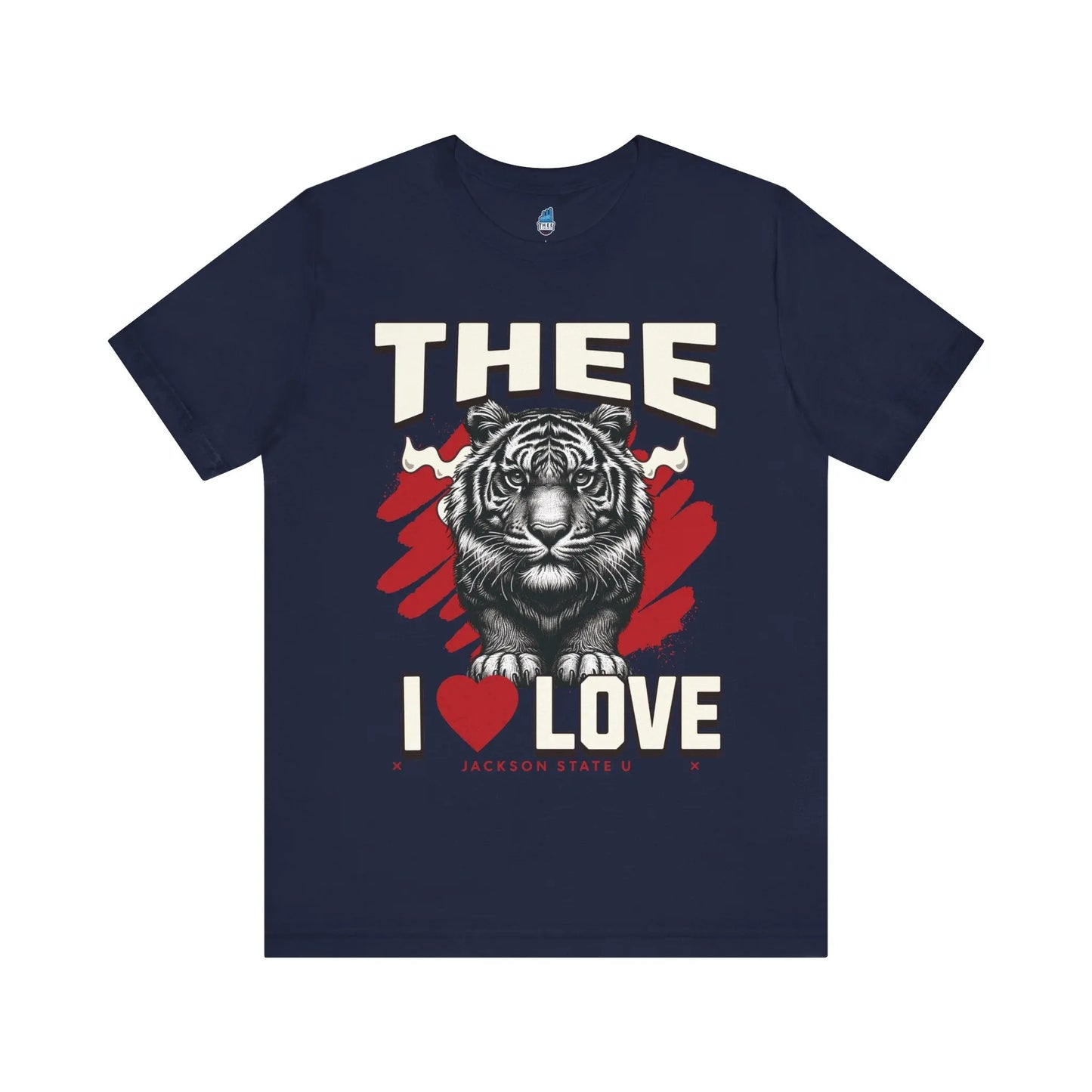 #TheeILove Jackson State U Tigerhead Men's Red Jersey Short Sleeve Tee Printify