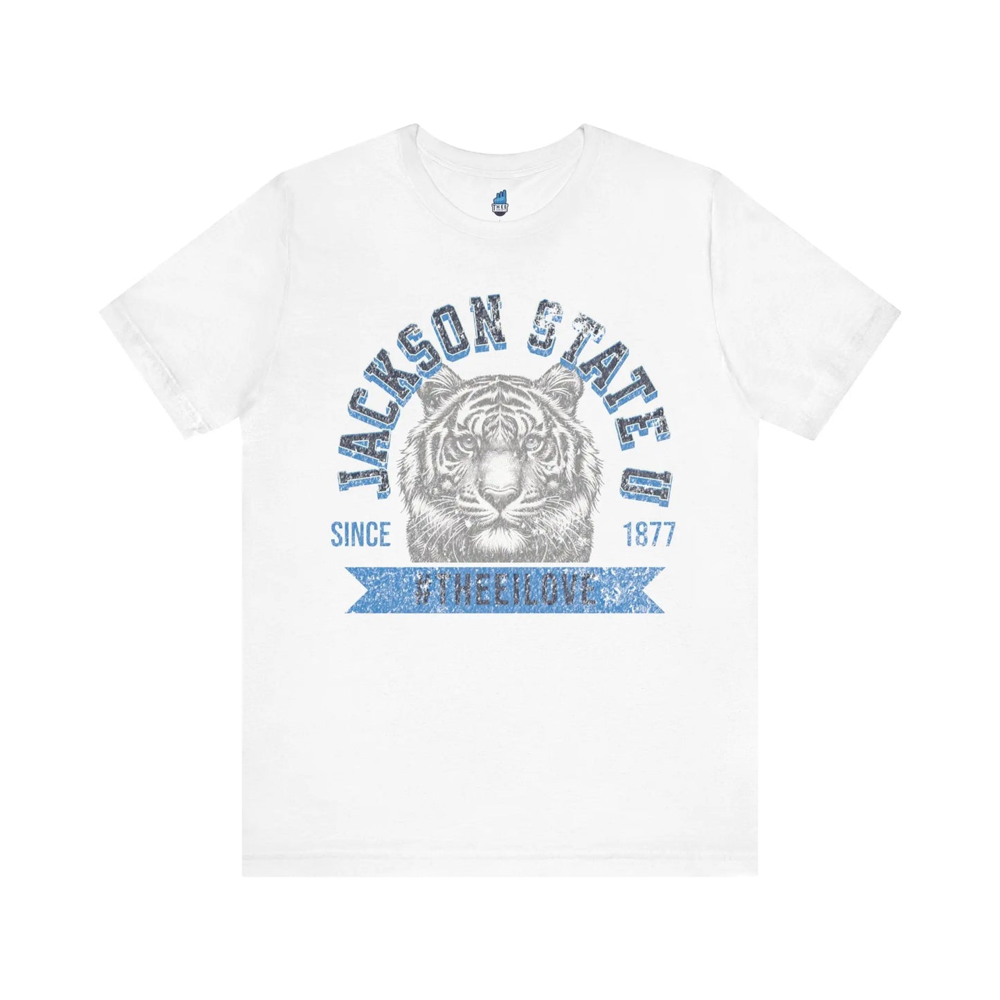 Jackson State Univ #TheeILove Men's Baby Blue Jersey Short Sleeve Tee Printify