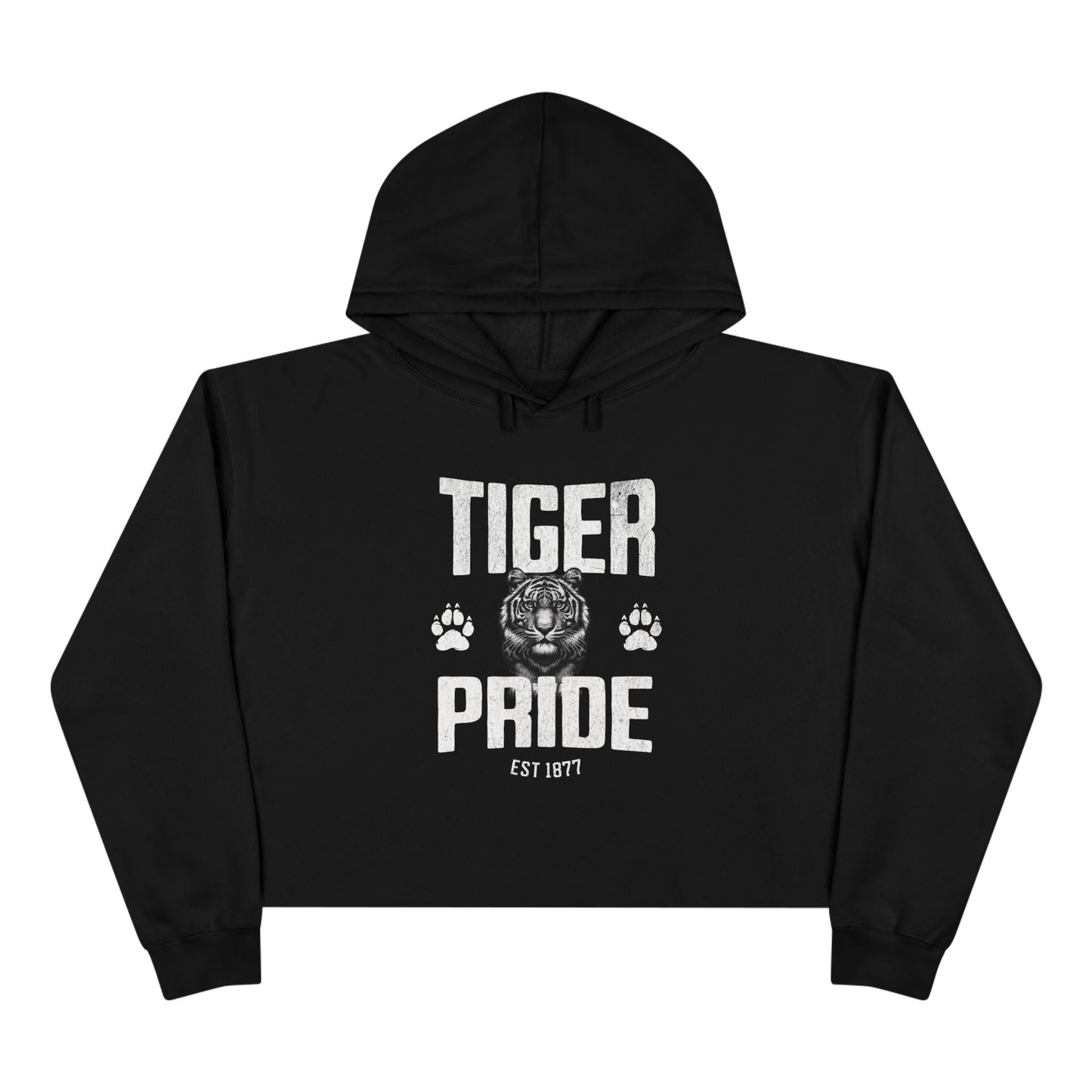 Tiger Pride Tigerhead Women's White Crop Hoodie Printify
