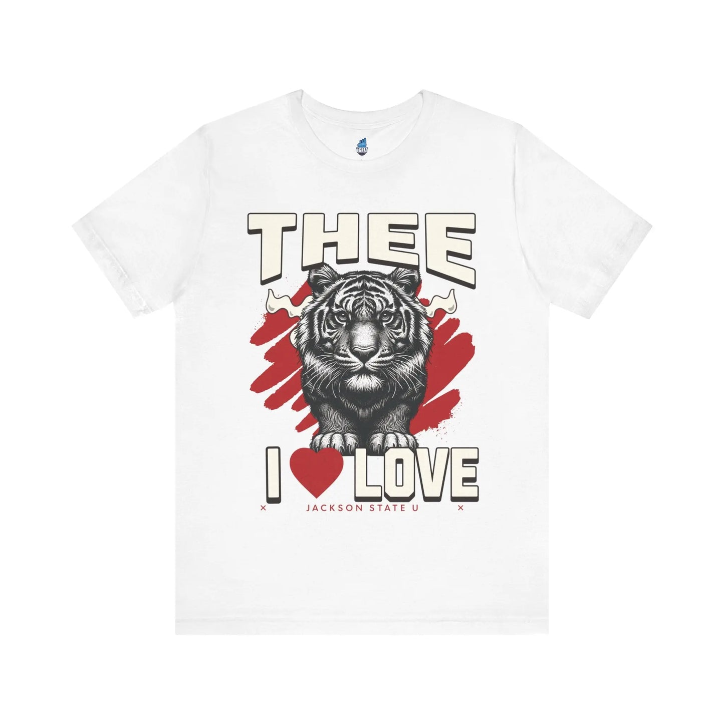 #TheeILove Jackson State U Tigerhead Men's Red Jersey Short Sleeve Tee Printify