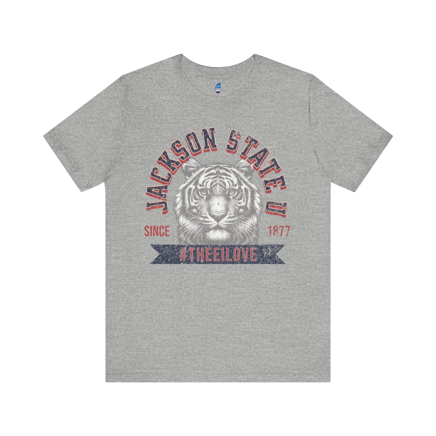 Jackson State Univ #TheeILove Men's Red Jersey Short Sleeve Tee Printify
