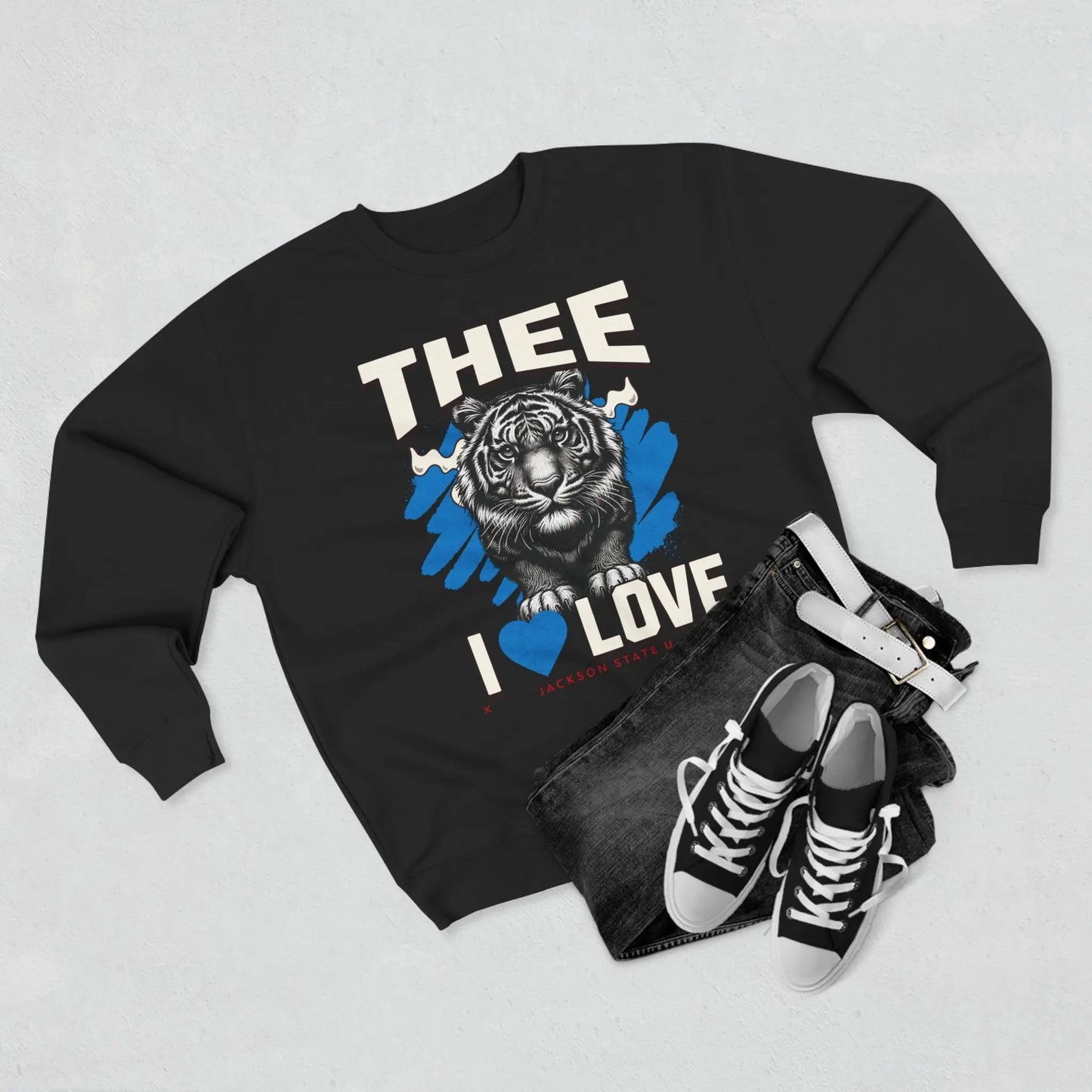 #TheeILove Jackson State U Tigerhead Men's Baby Blue Crewneck Sweatshirt Printify