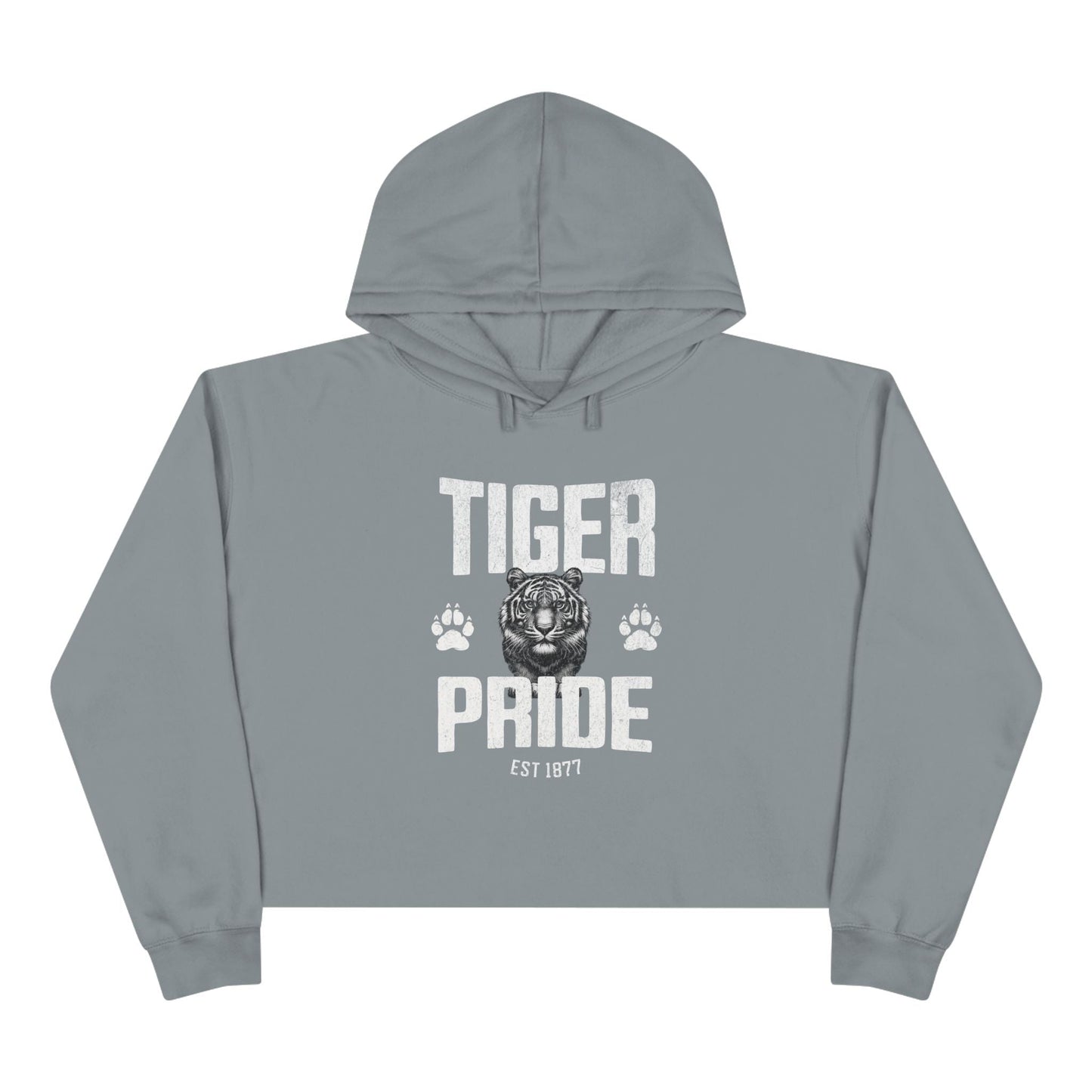 Tiger Pride Tigerhead Women's White Crop Hoodie Printify