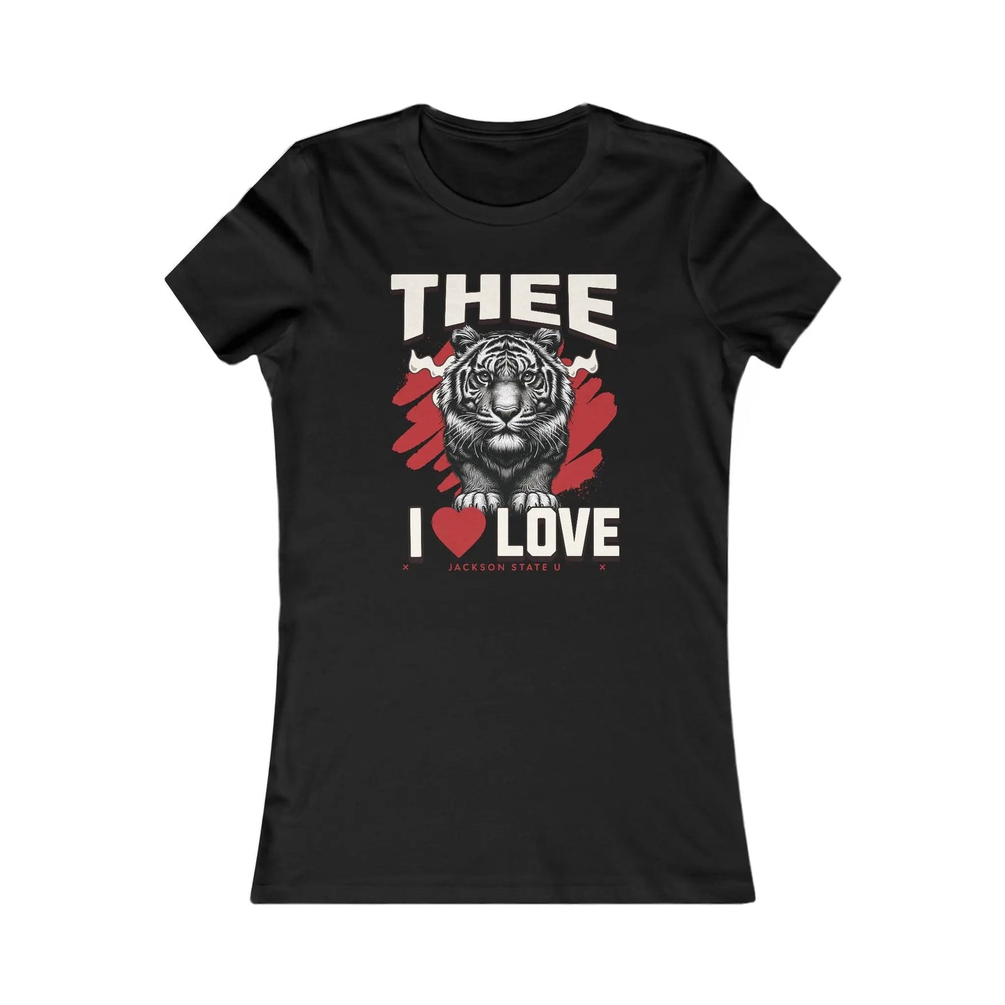 #TheeILove Jackson State U Tigerhead Women's Red Favorite Tee Printify