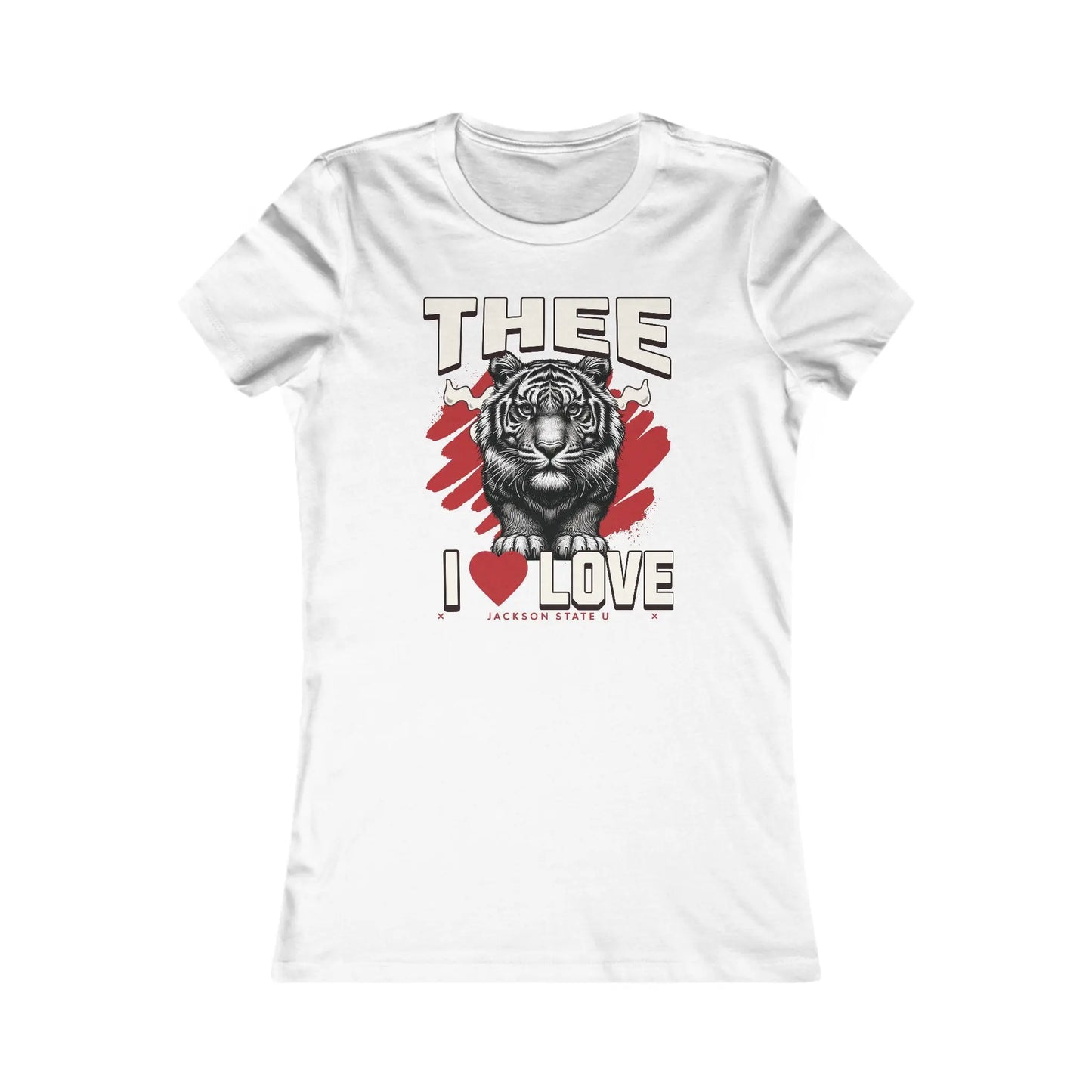 #TheeILove Jackson State U Tigerhead Women's Red Favorite Tee Printify