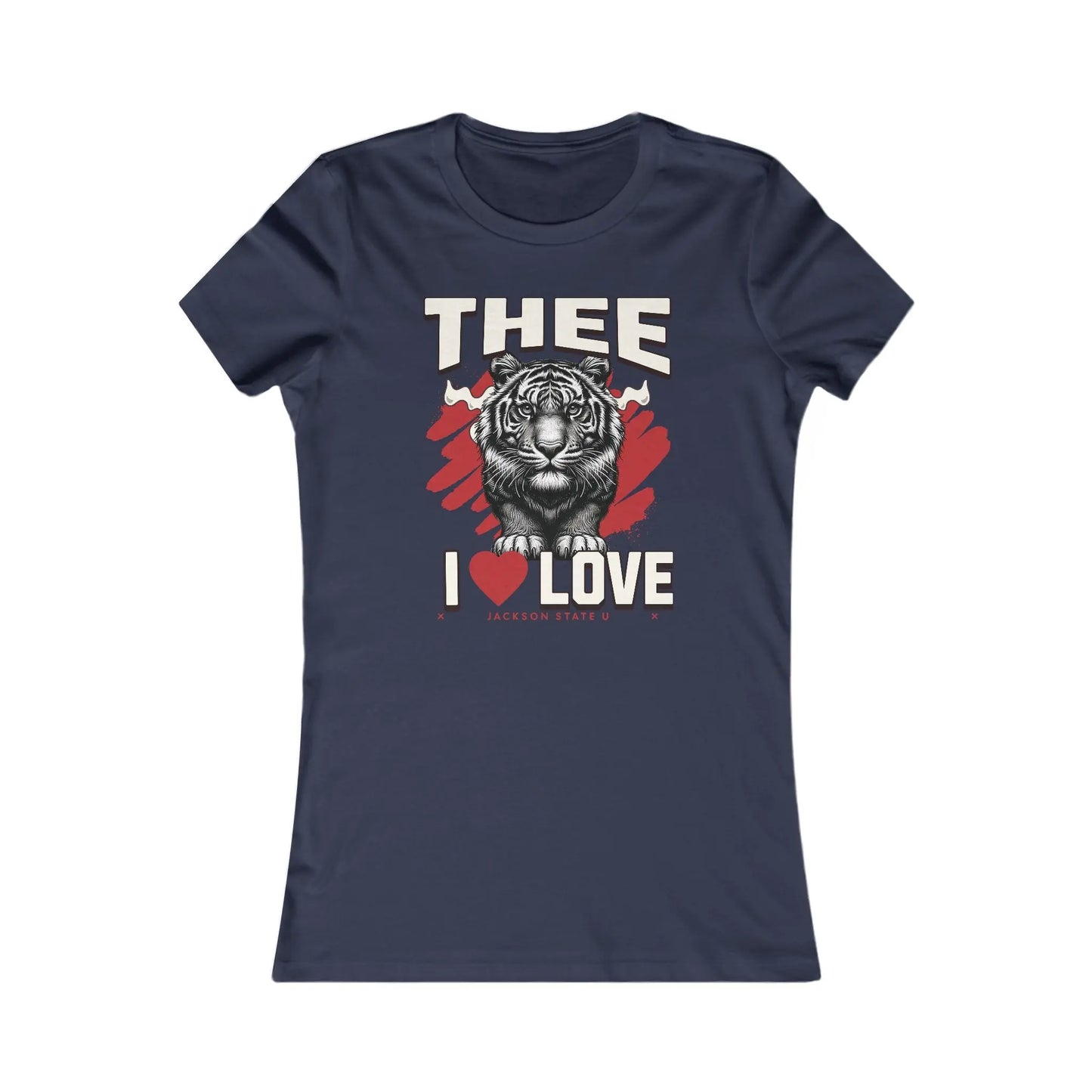#TheeILove Jackson State U Tigerhead Women's Red Favorite Tee Printify