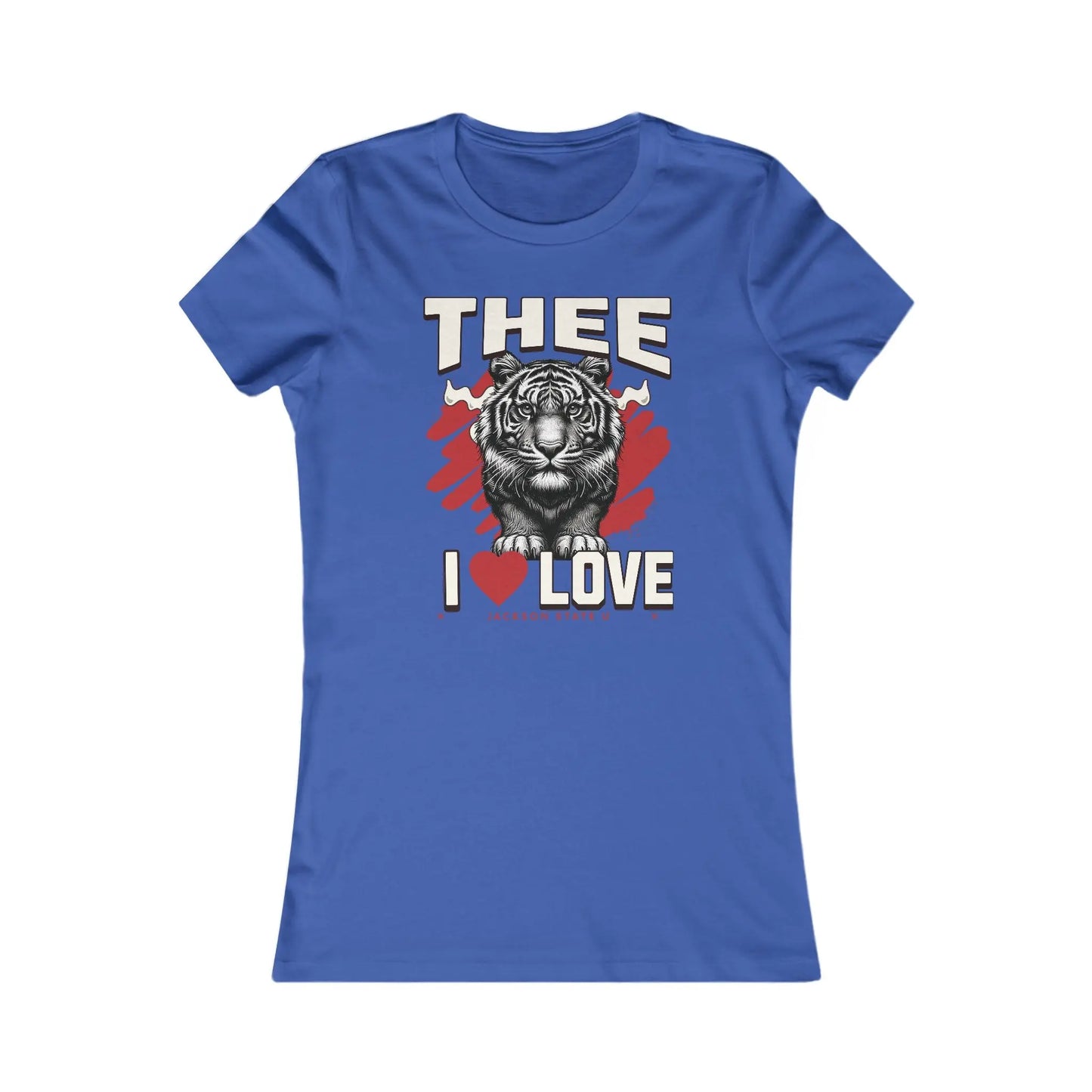 #TheeILove Jackson State U Tigerhead Women's Red Favorite Tee Printify