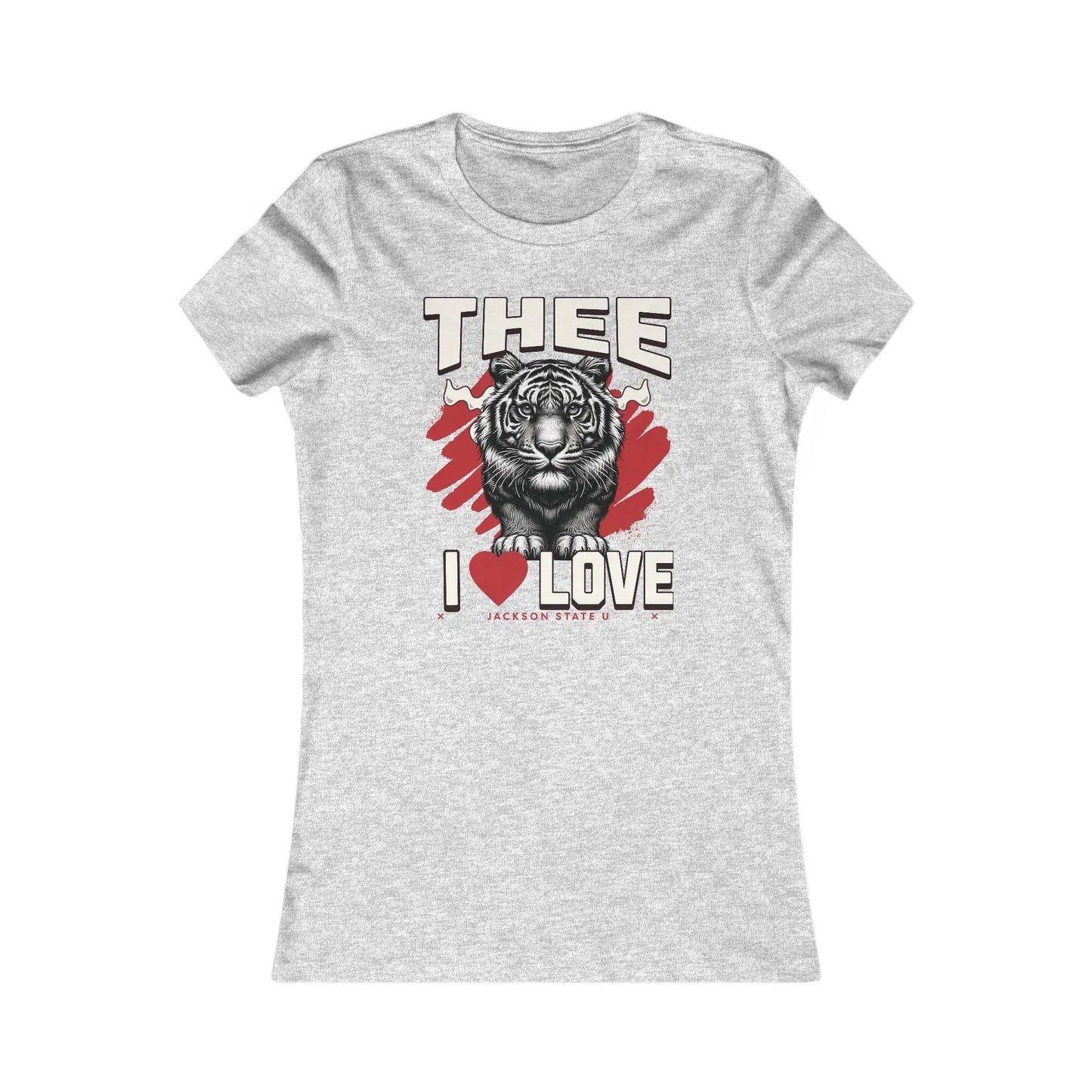 #TheeILove Jackson State U Tigerhead Women's Red Favorite Tee Printify