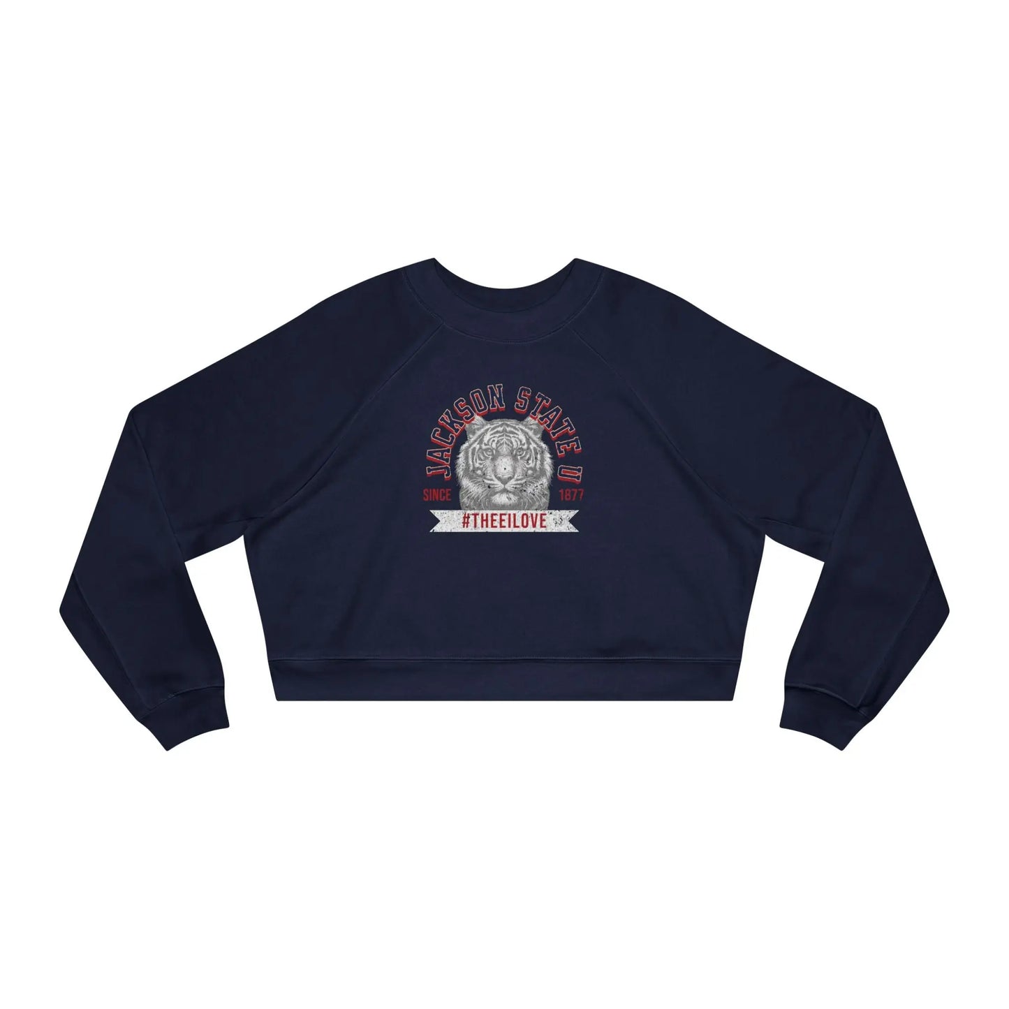 Jackson State Univ #TheeILove Women's White Cropped Fleece Pullover Printify