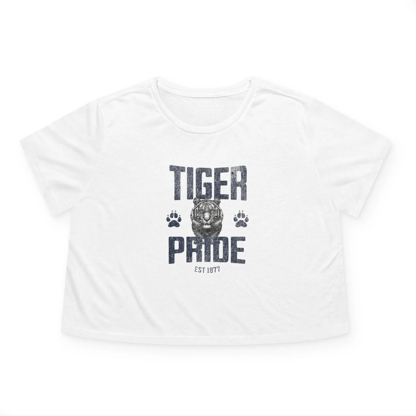 Tiger Pride Tigerhead Navy Women's Flowy Cropped Tee Printify