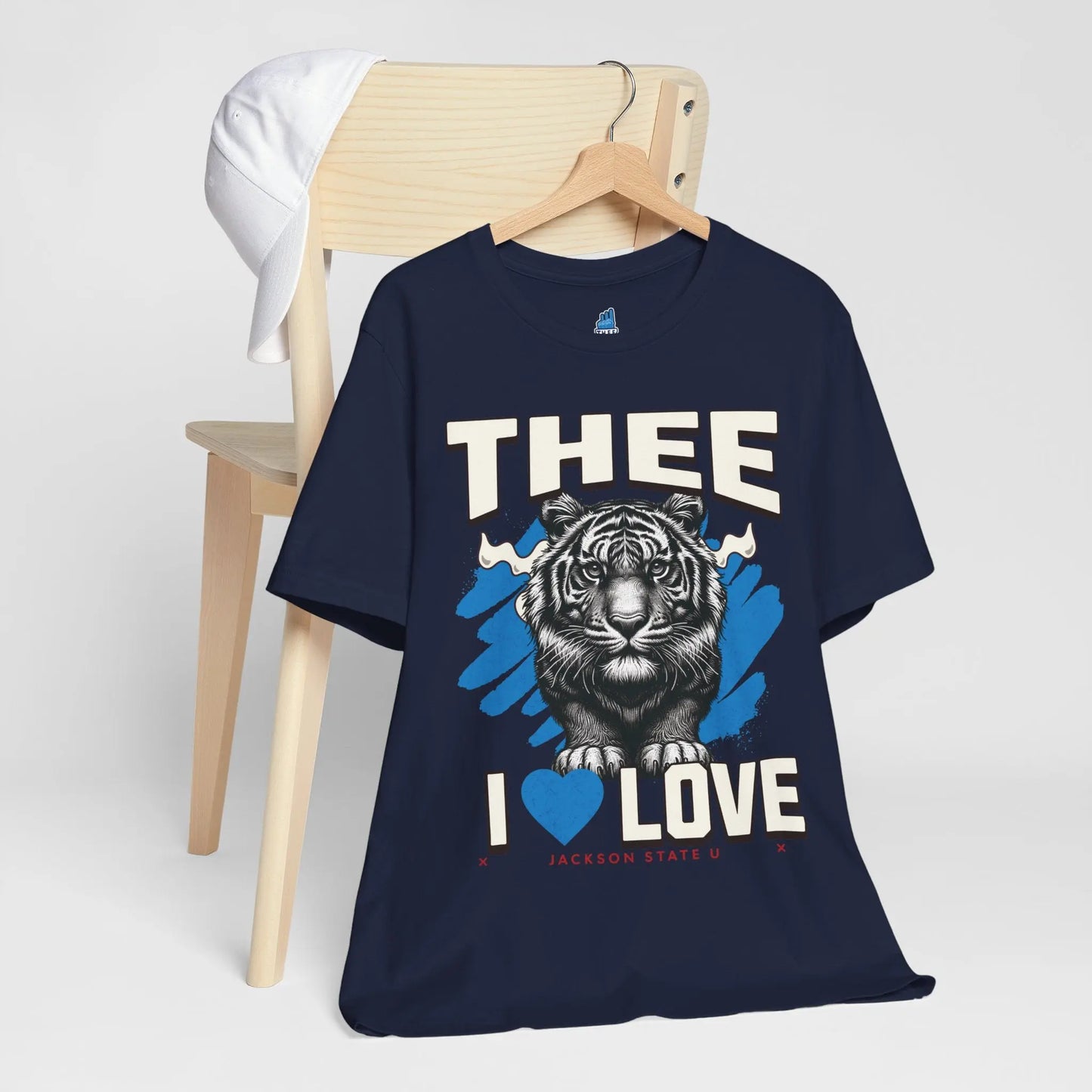 #TheeILove Jackson State U Tigerhead Men's Baby Blue Jersey Short Sleeve Tee Printify