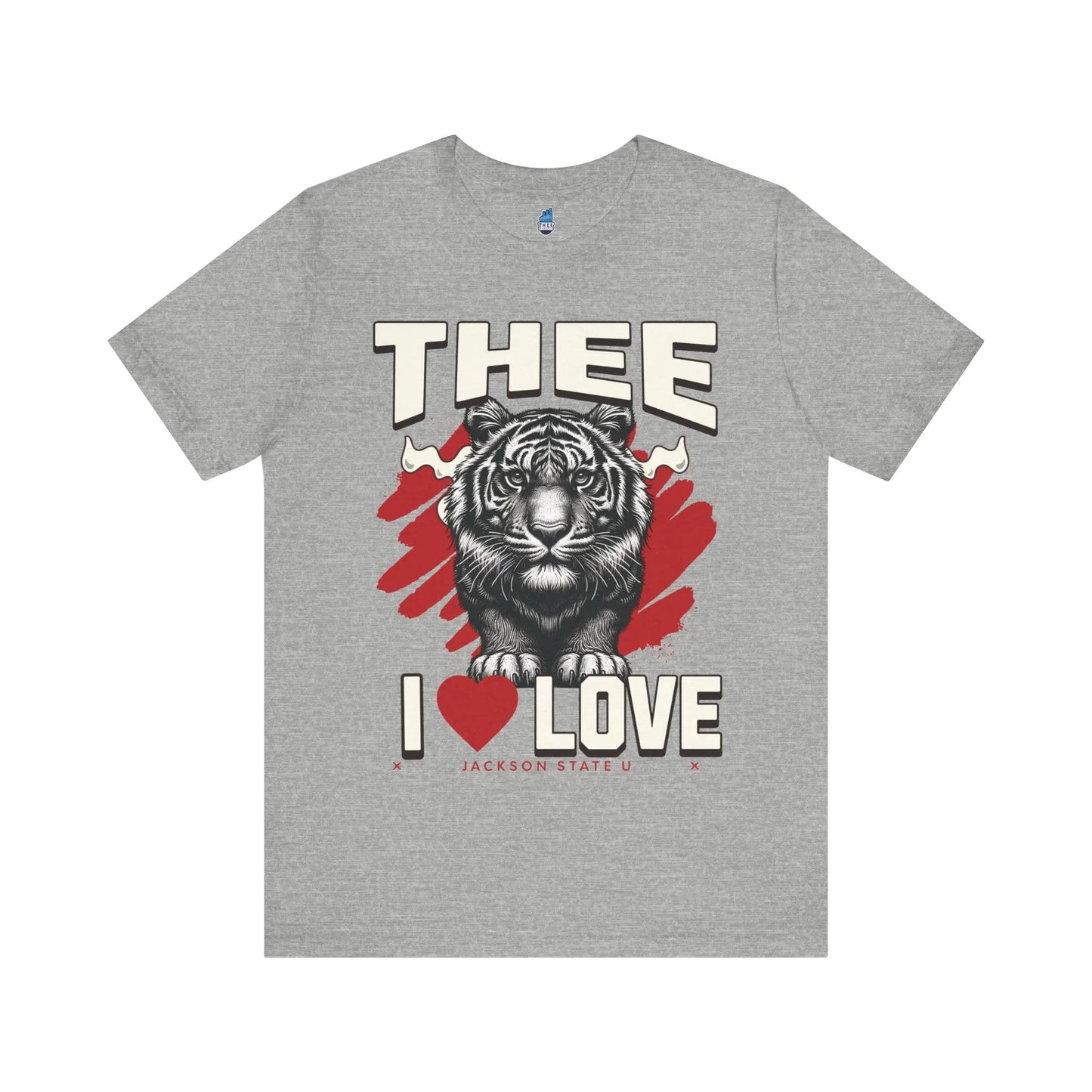 #TheeILove Jackson State U Tigerhead Men's Red Jersey Short Sleeve Tee Printify