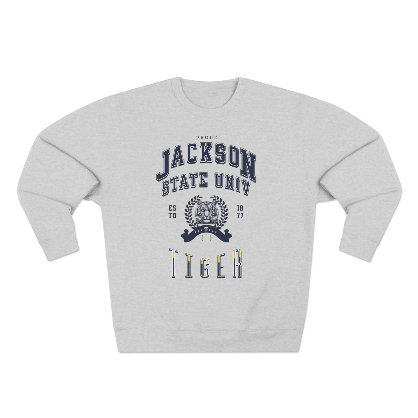 Proud Jackson State Univ Tiger Men's Navy Crewneck Sweatshirt Printify