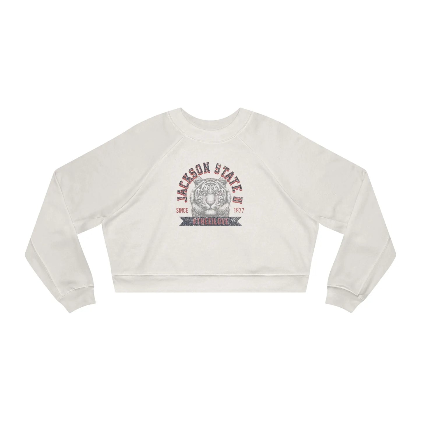 Jackson State Univ #TheeILove Women's Navy Cropped Fleece Pullover Printify