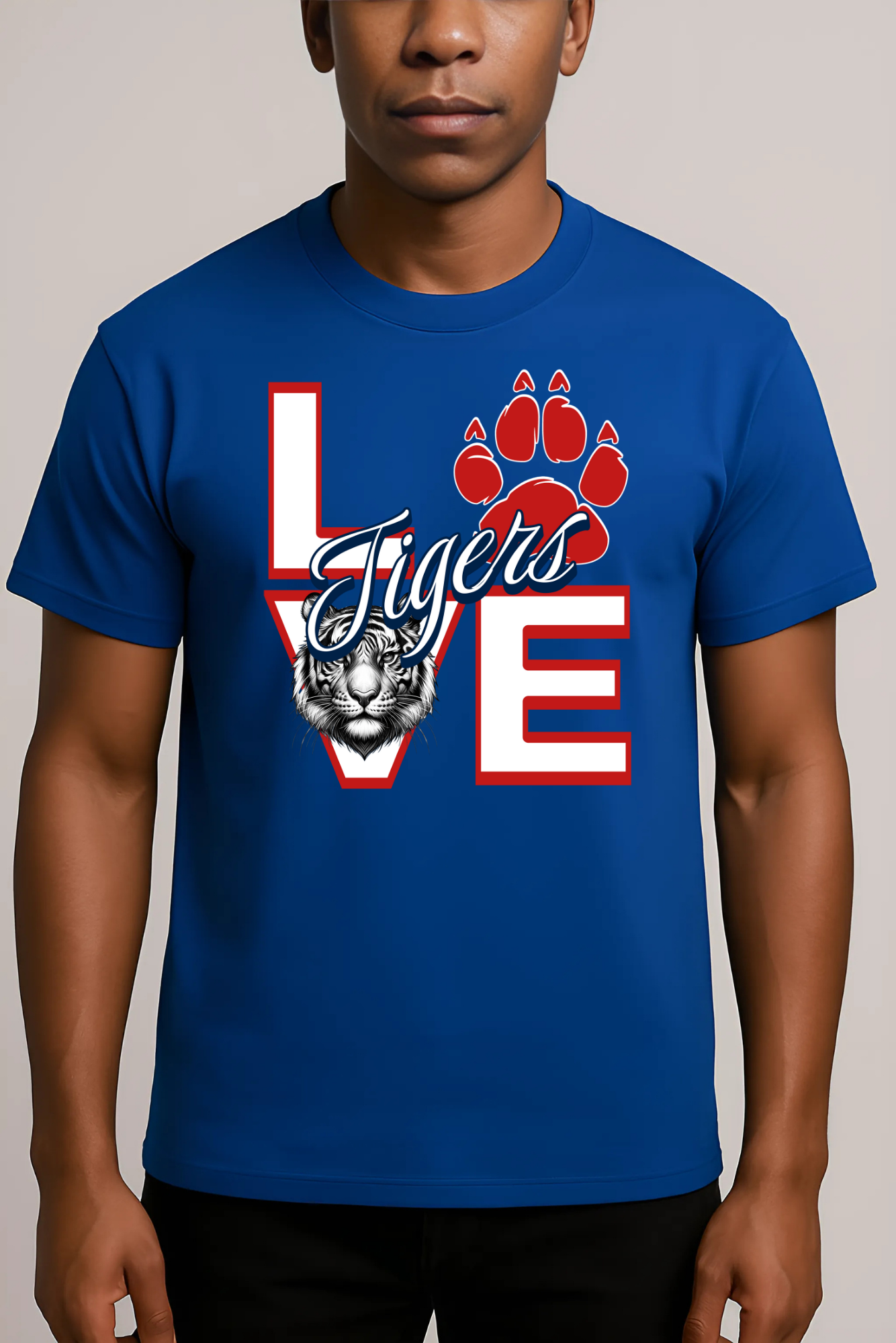 Love Tigers Varsity Men's Black Jersey Short Sleeve Tee - Thee Shirts