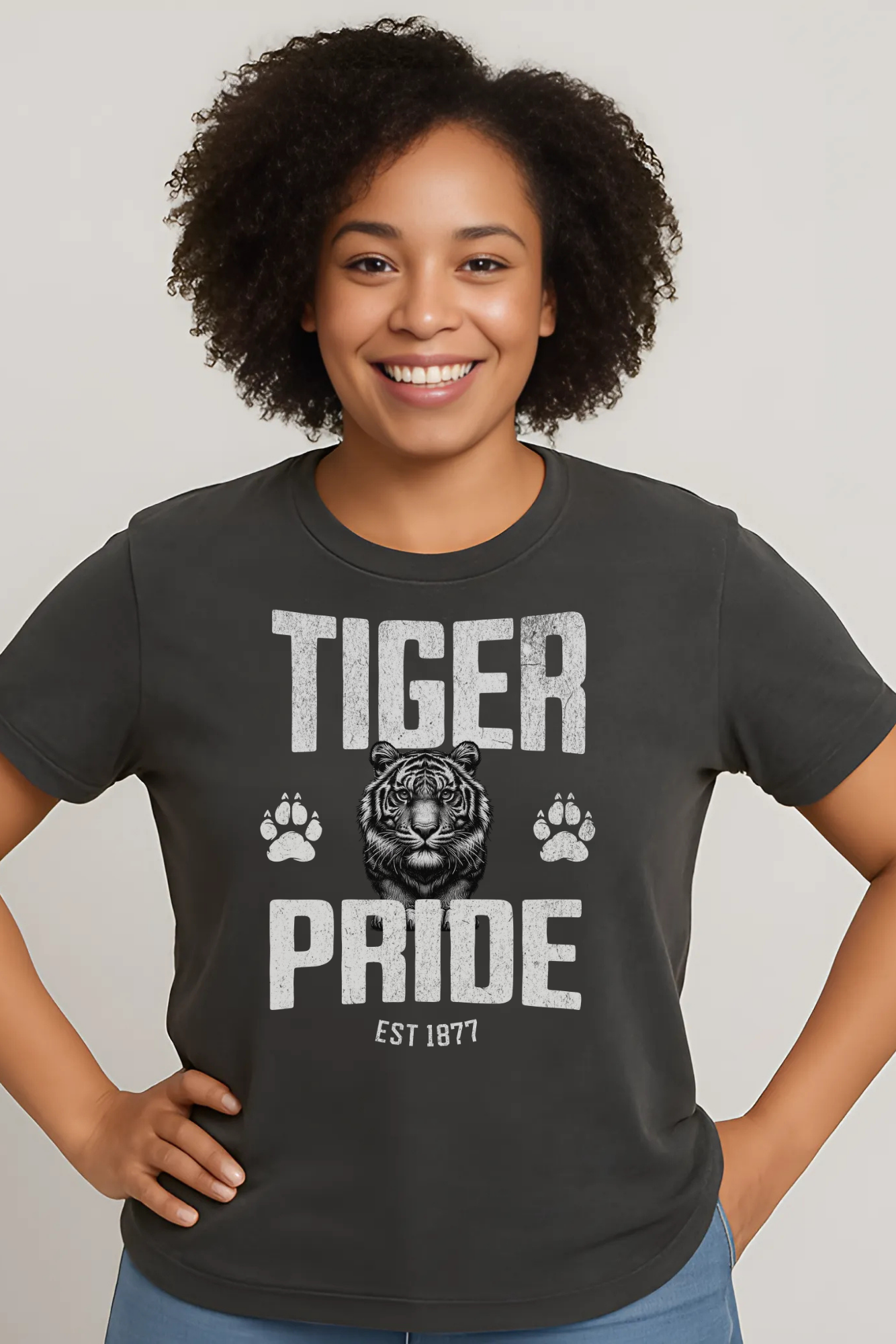 Tiger Pride Tigerhead Women's Gray Mineral Vintage T-Shirt - Thee Shirts