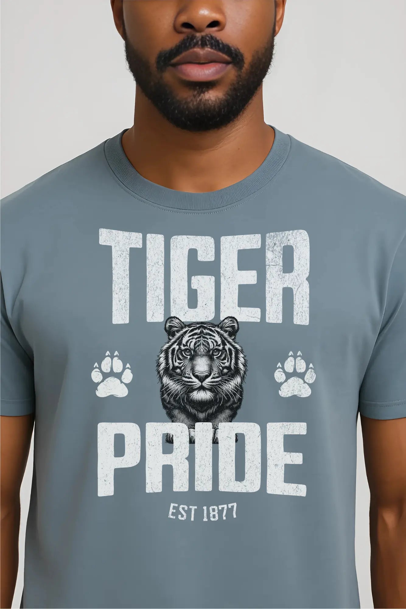 Tiger Pride Tigerhead Men's Gray Mineral Vintage T-Shirt Printify