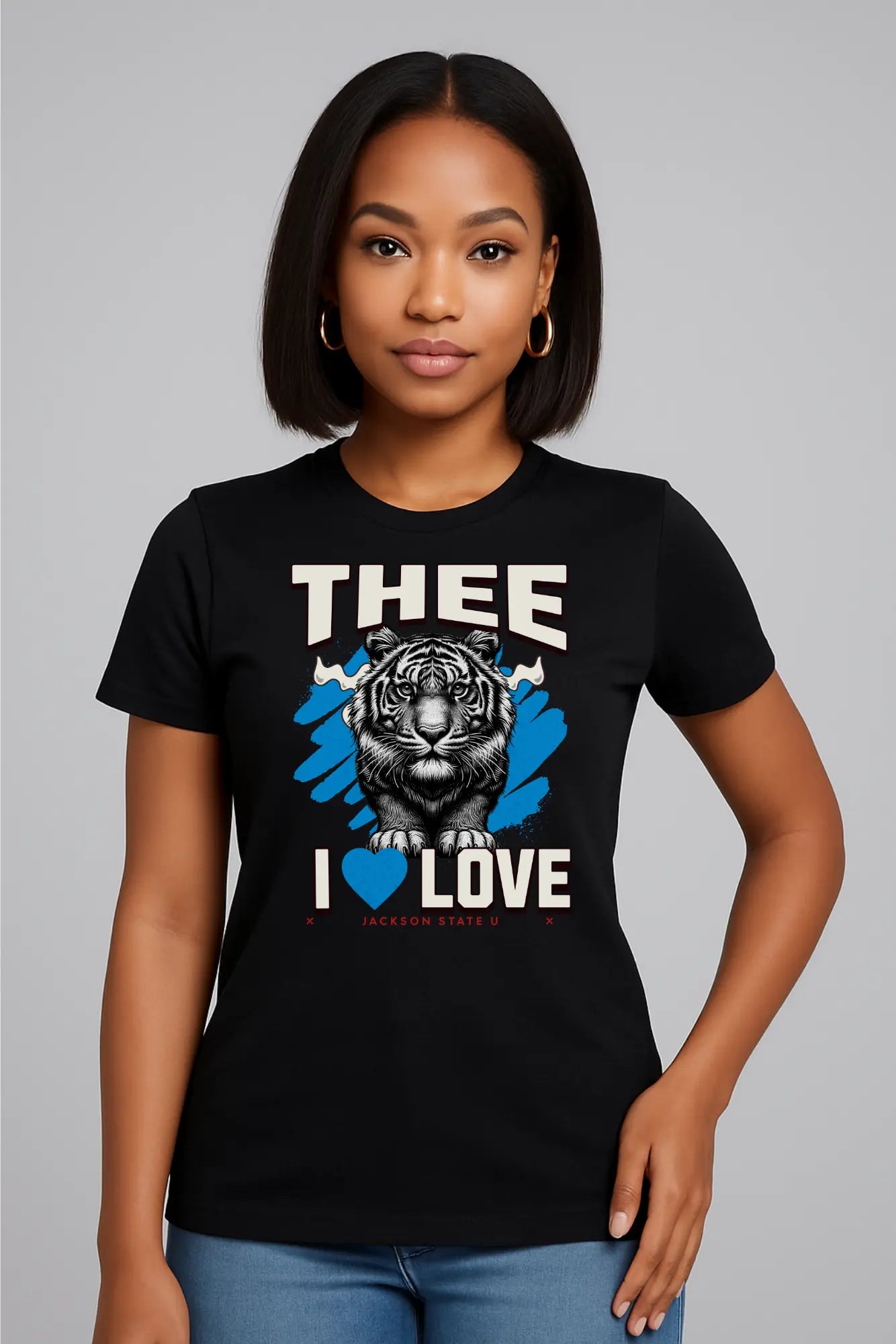 #TheeILove Jackson State U Tigerhead Women's Baby Blue Favorite Tee Printify
