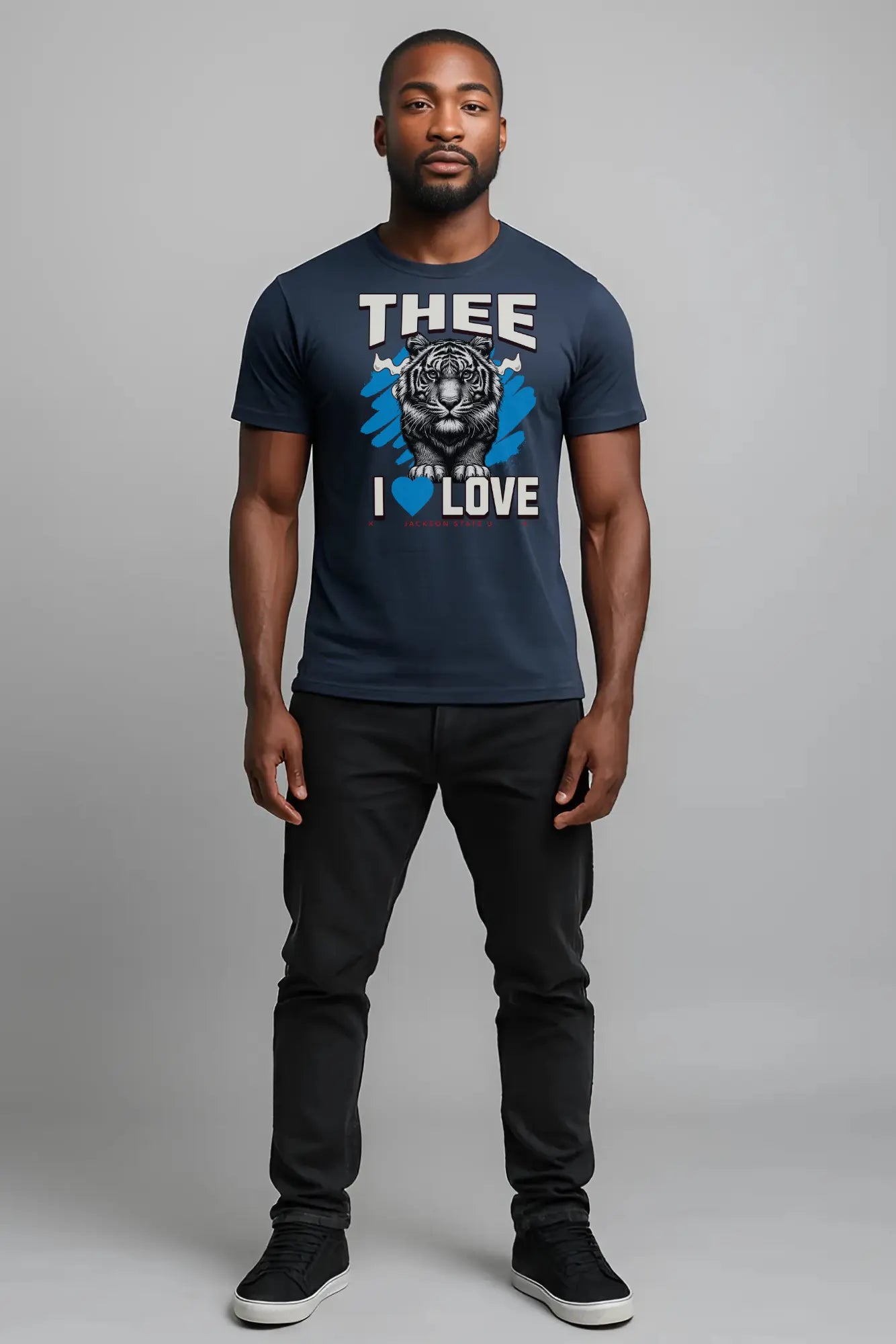 #TheeILove Jackson State U Tigerhead Men's Baby Blue Jersey Short Sleeve Tee Printify