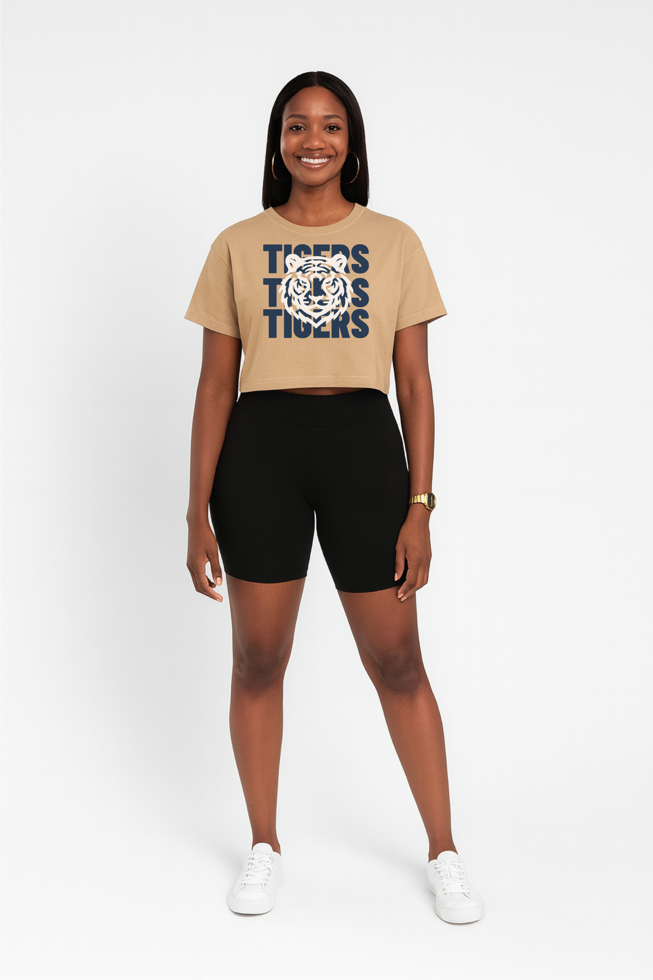 Jackson State Univ Tigers 3X Navy Women's Flowy Cropped Tee Printify