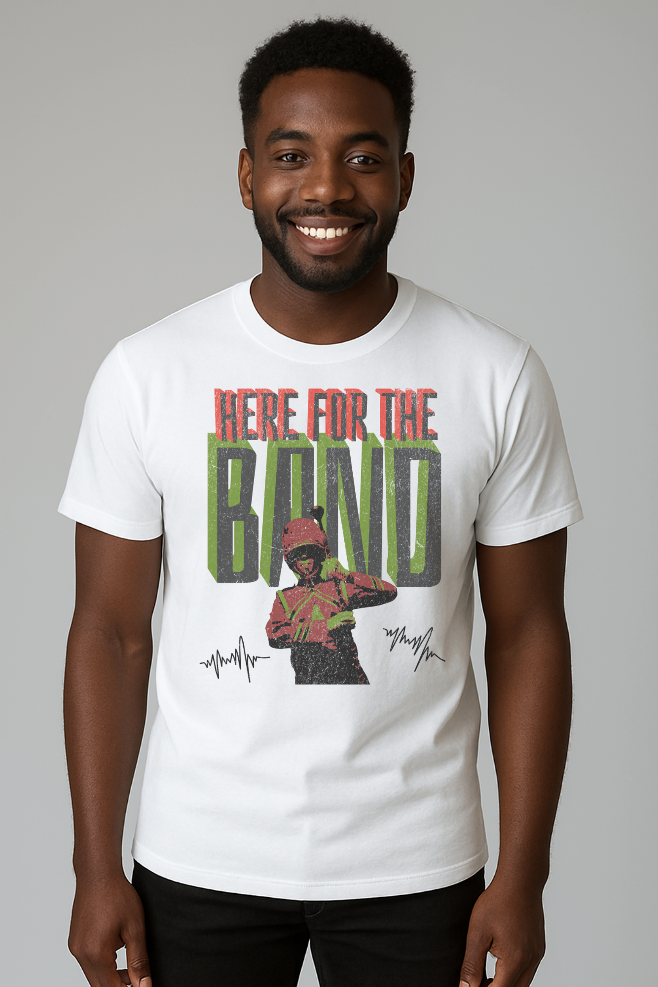 Here for the Band Vintage RGB Jersey Short Sleeve Tee Printify