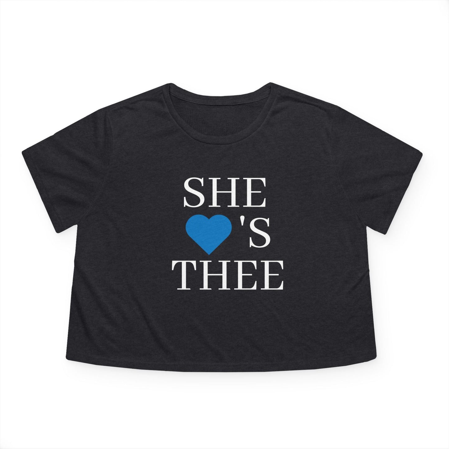 She Heart's Thee White Women's Navy Cropped Tee Printify