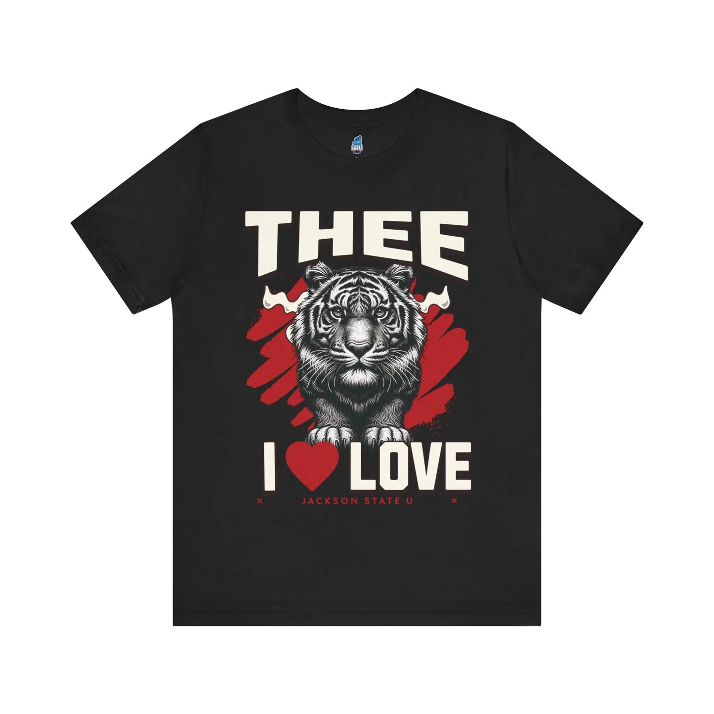 #TheeILove Jackson State U Tigerhead Men's Red Jersey Short Sleeve Tee Printify