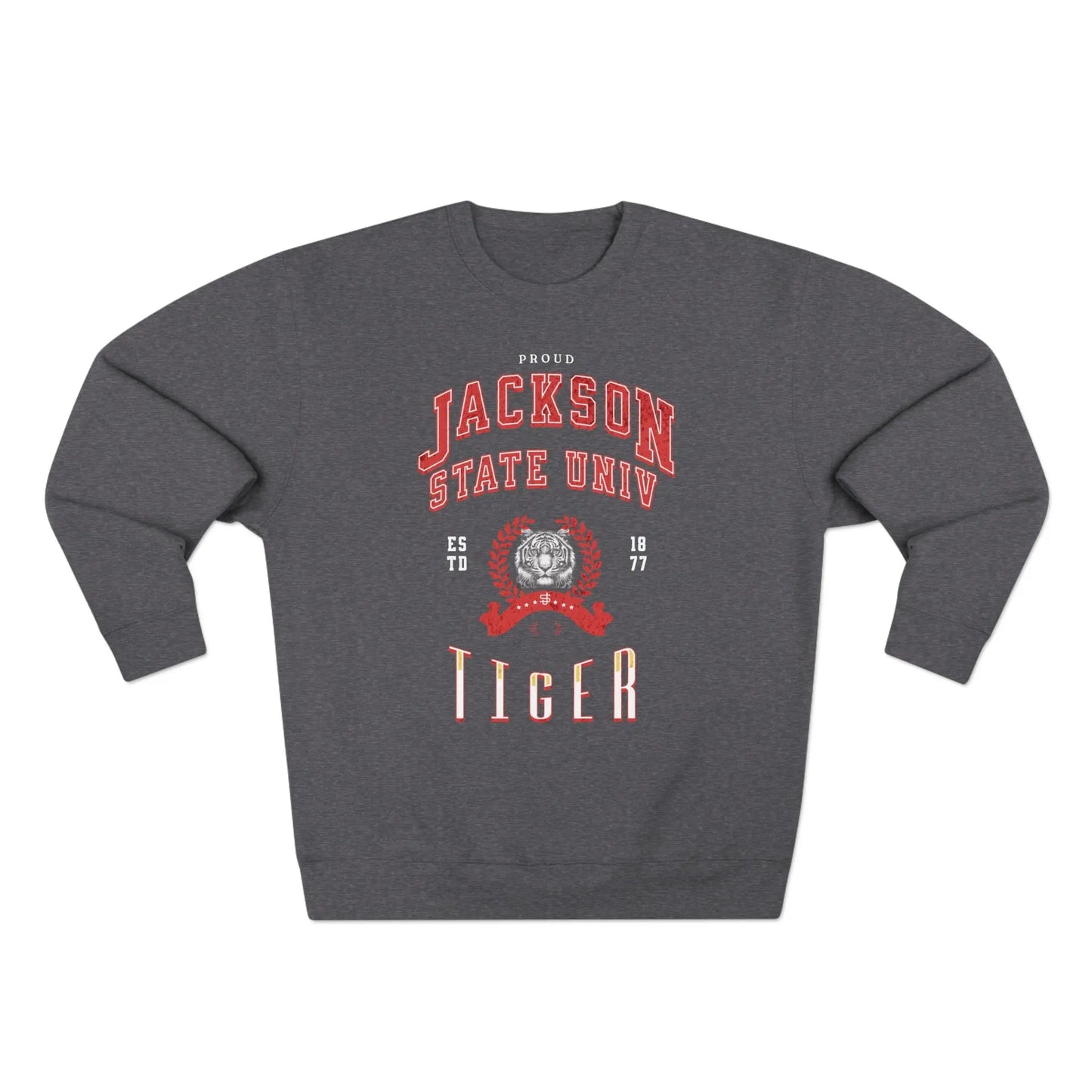 Proud Jackson State Univ Tiger Men's Red Crewneck Sweatshirt Printify