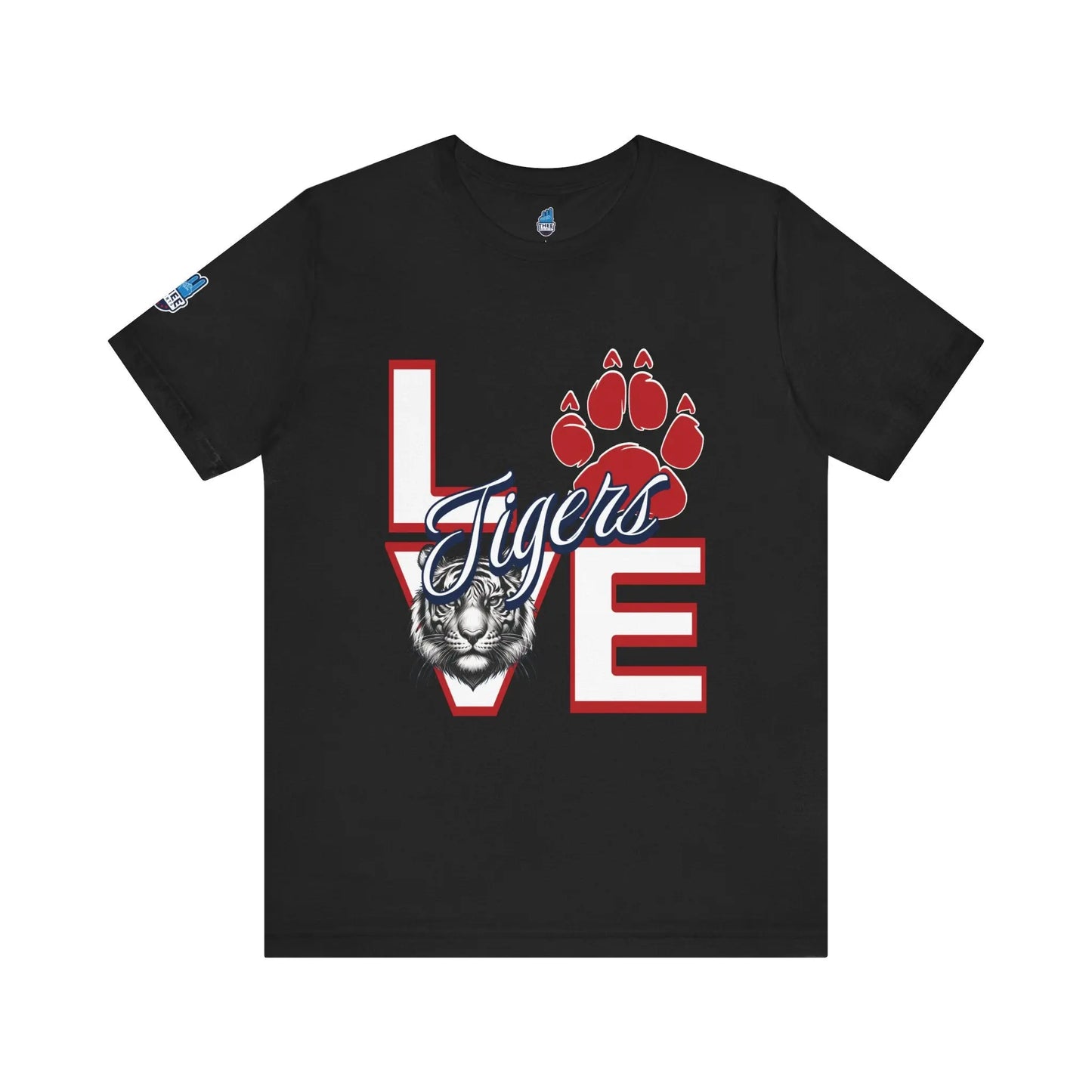 Love Tigers Varsity Men's Black Jersey Short Sleeve Tee Printify