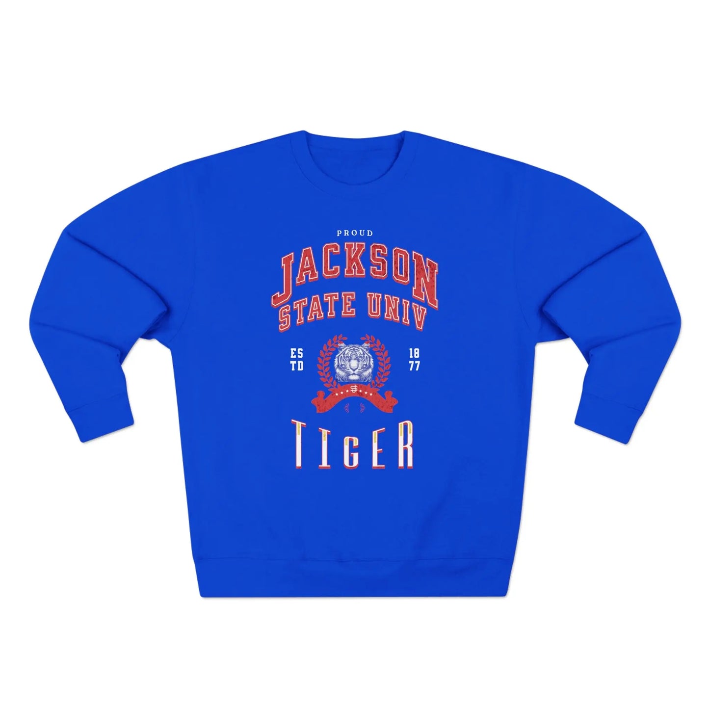 Proud Jackson State Univ Tiger Men's Red Crewneck Sweatshirt Printify