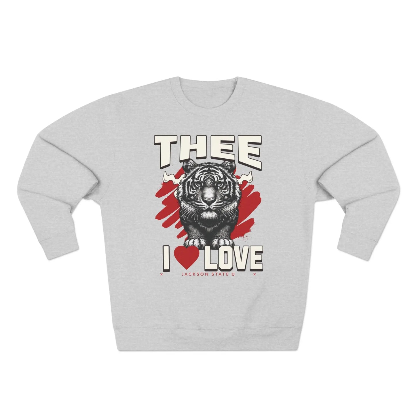 #TheeILove Jackson State U Tigerhead Men's Red Crewneck Sweatshirt Printify