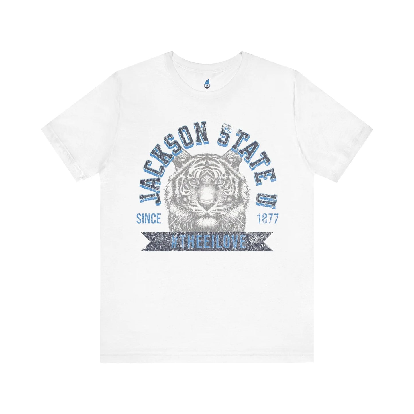 Jackson State Univ #TheeILove Men's Navy Jersey Short Sleeve Tee Printify