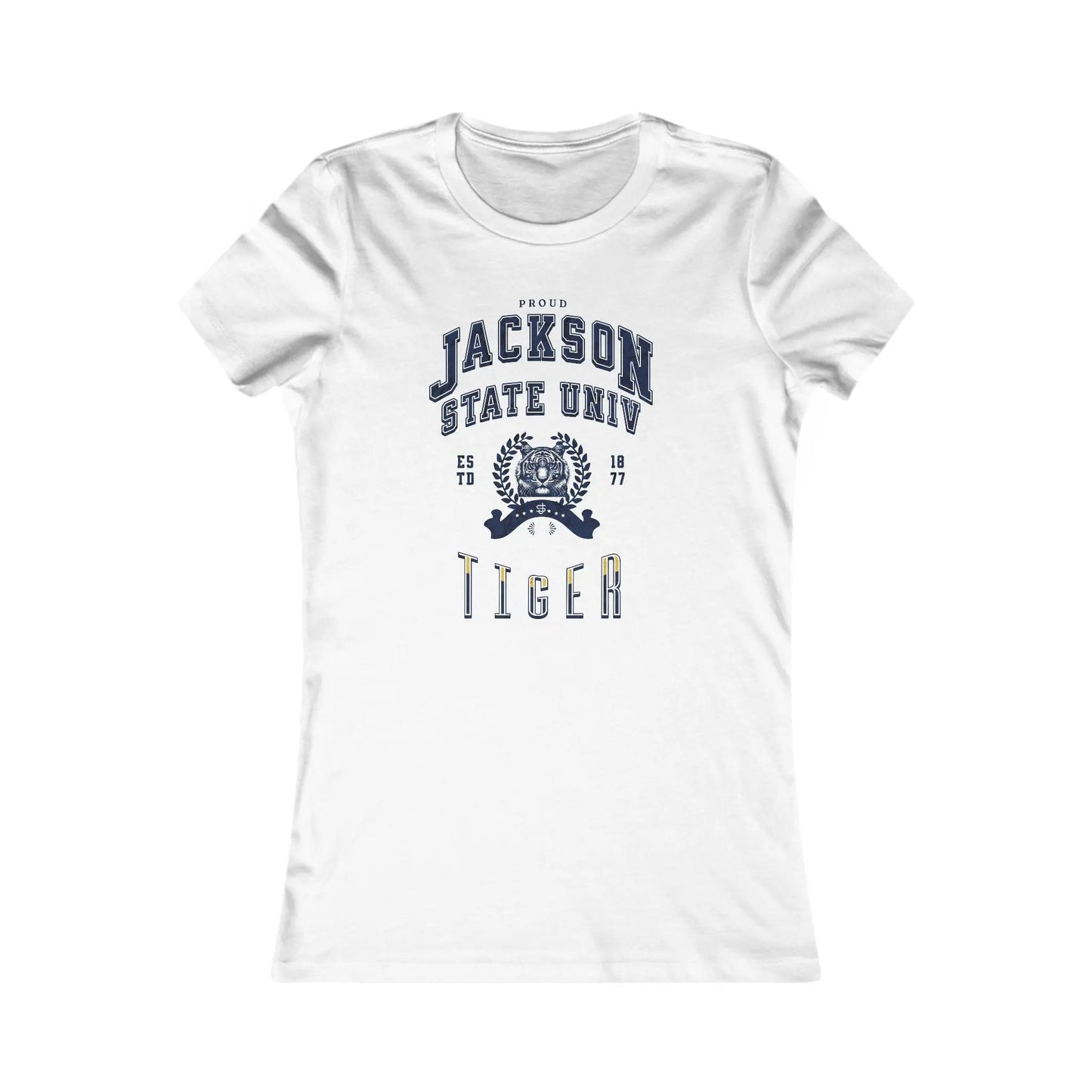 Proud Jackson State Univ Tiger Women's Navy Favorite Tee Printify