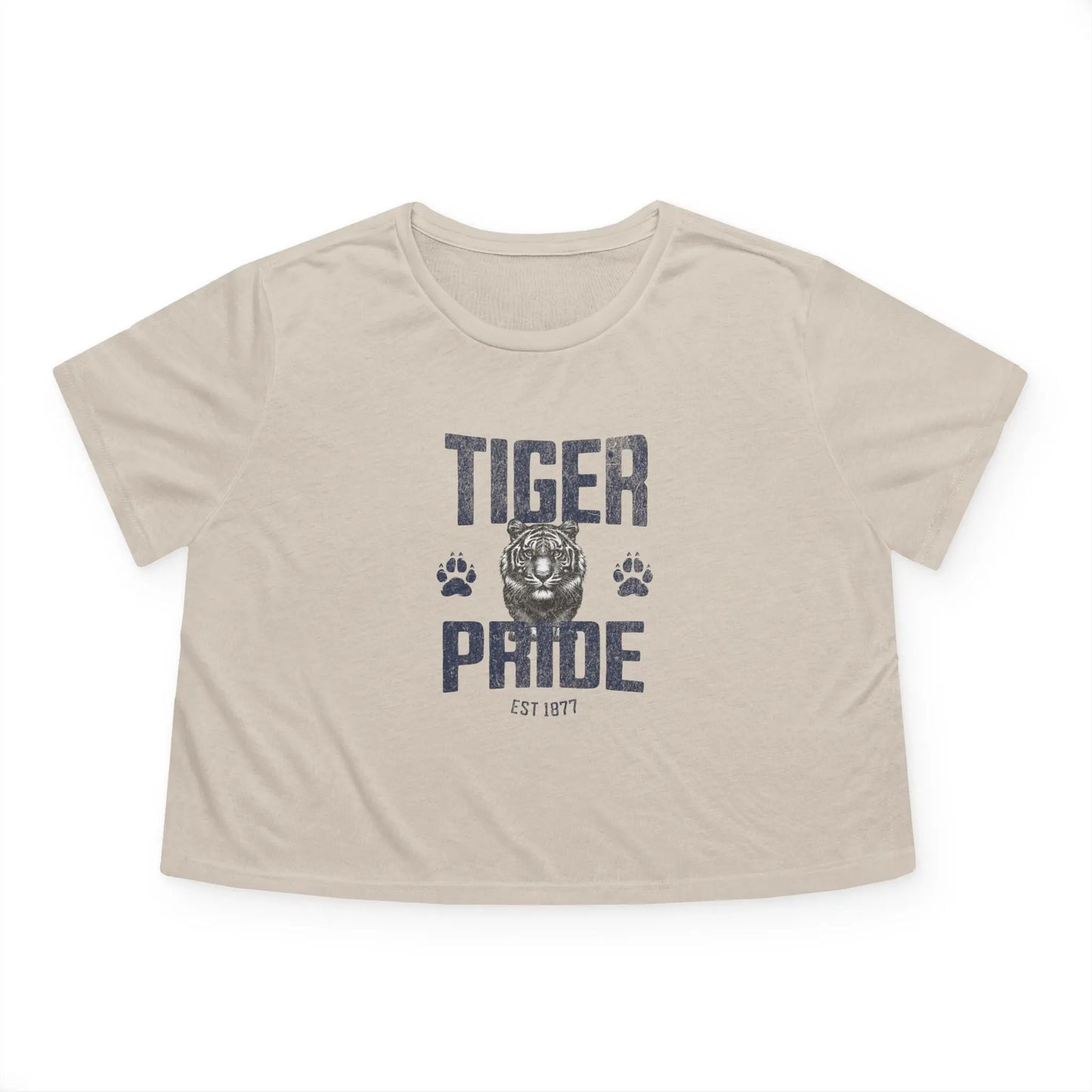 Tiger Pride Tigerhead Navy Women's Flowy Cropped Tee Printify