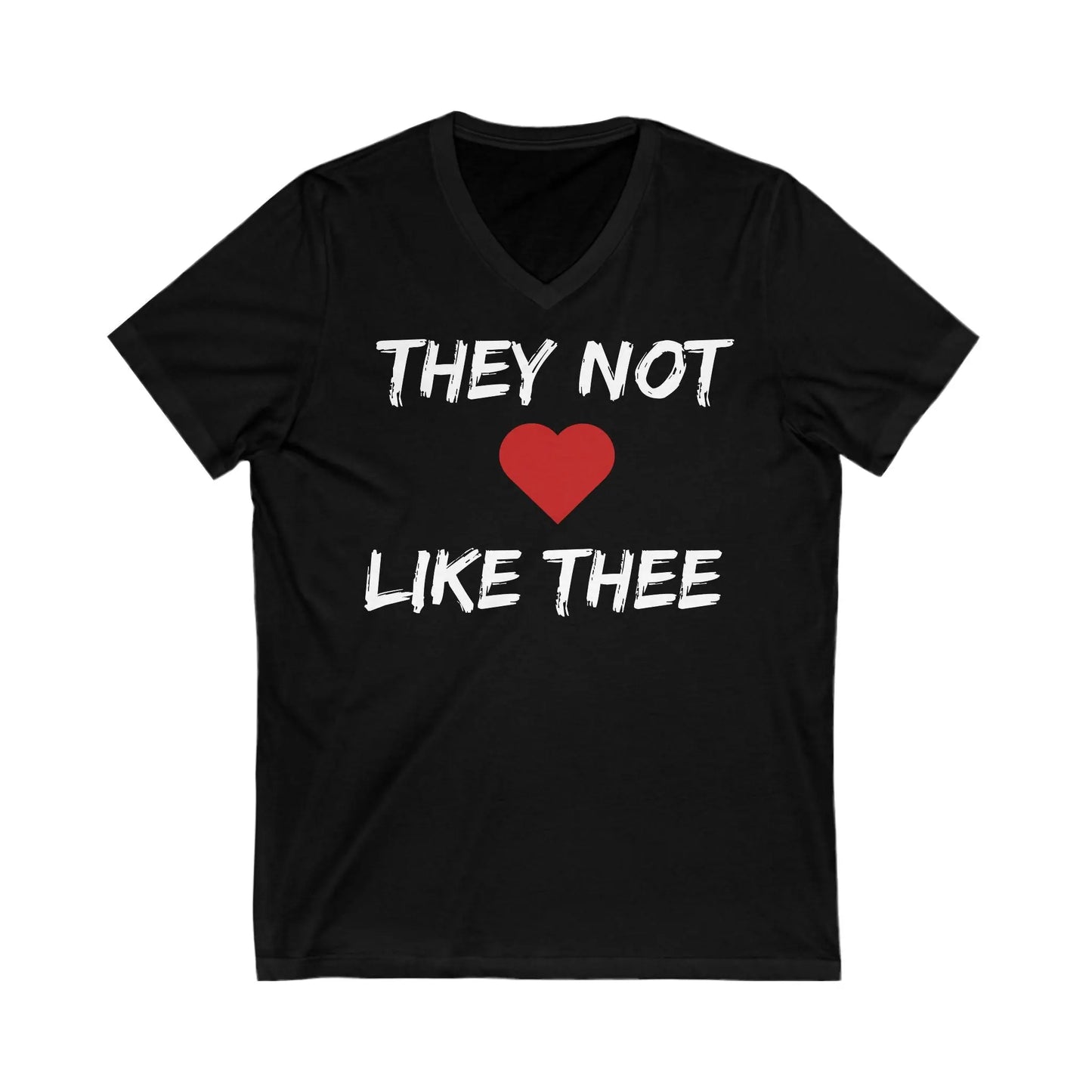 They Not Like Thee White Men's Jersey Short Sleeve V-Neck Tee Printify