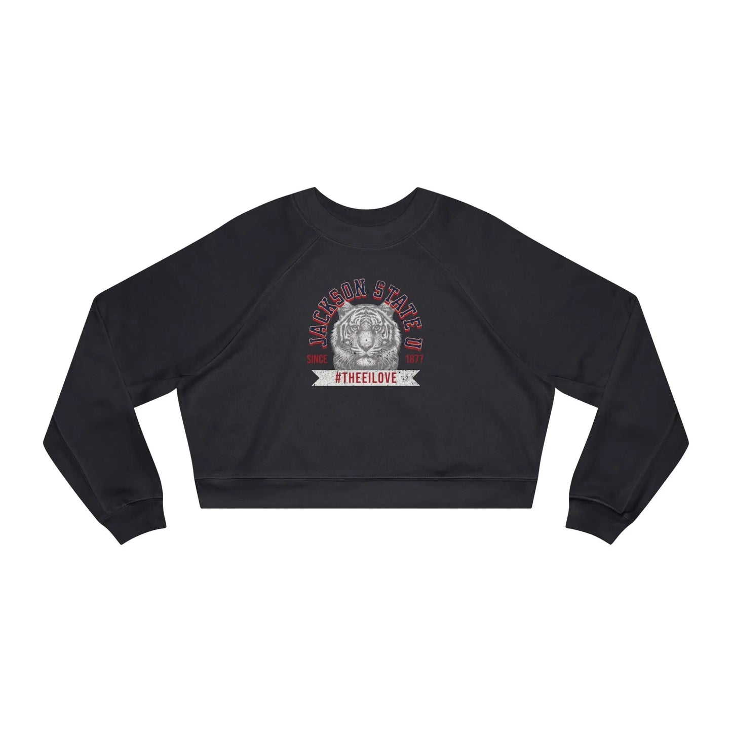 Jackson State Univ #TheeILove Women's White Cropped Fleece Pullover Printify