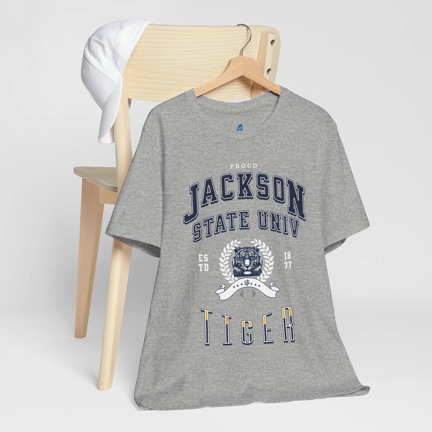 Proud Jackson State Univ Tiger Men's White Jersey Short Sleeve Tee Printify