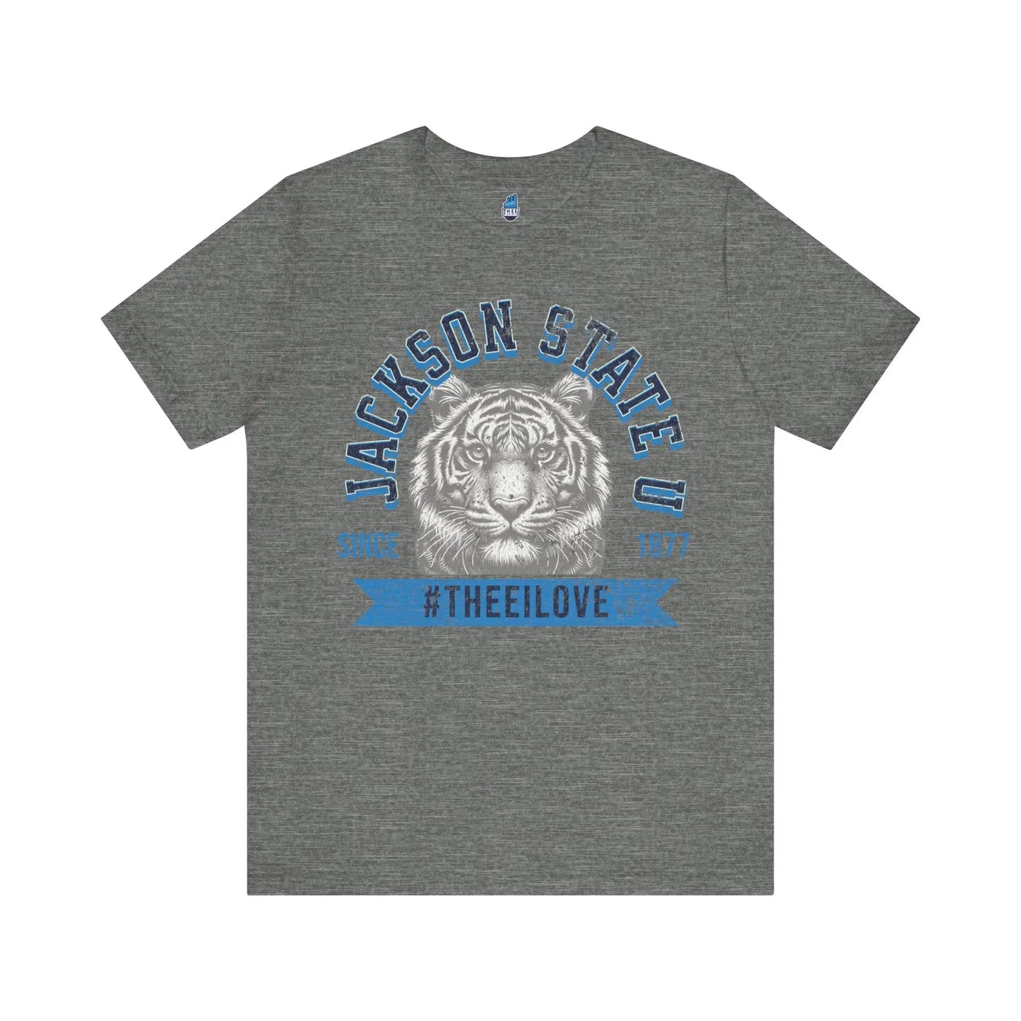 Jackson State Univ #TheeILove Men's Baby Blue Jersey Short Sleeve Tee Printify