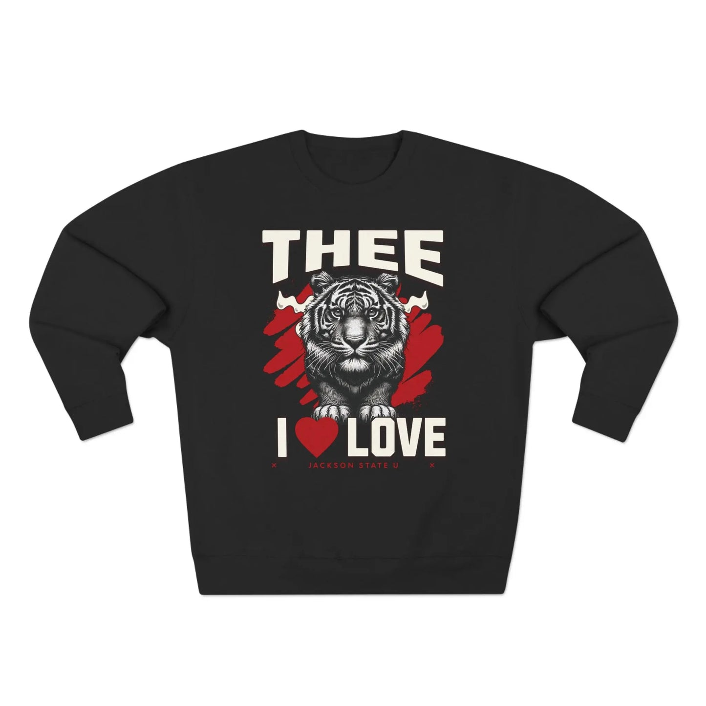#TheeILove Jackson State U Tigerhead Men's Red Crewneck Sweatshirt Printify