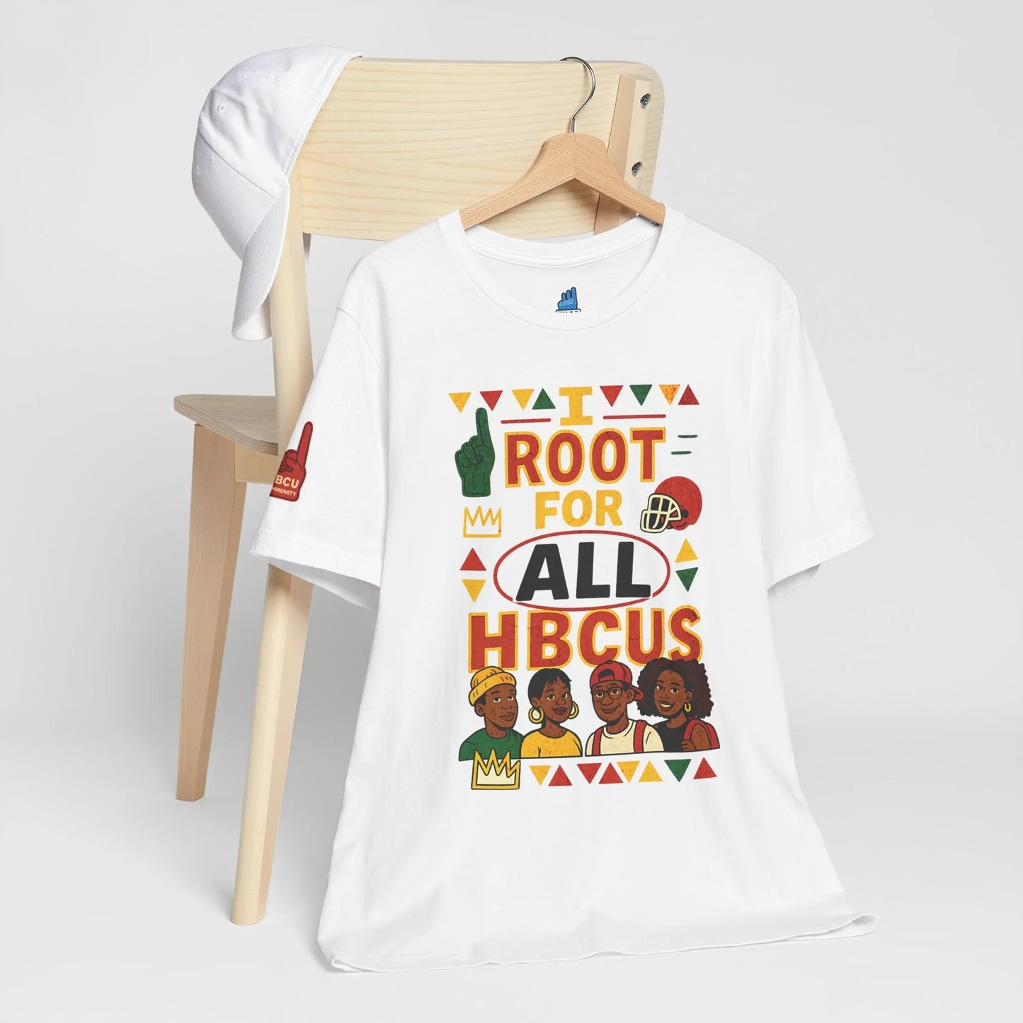 I Root for All HBCUs Illustration White Jersey Short Sleeve Tee Printify