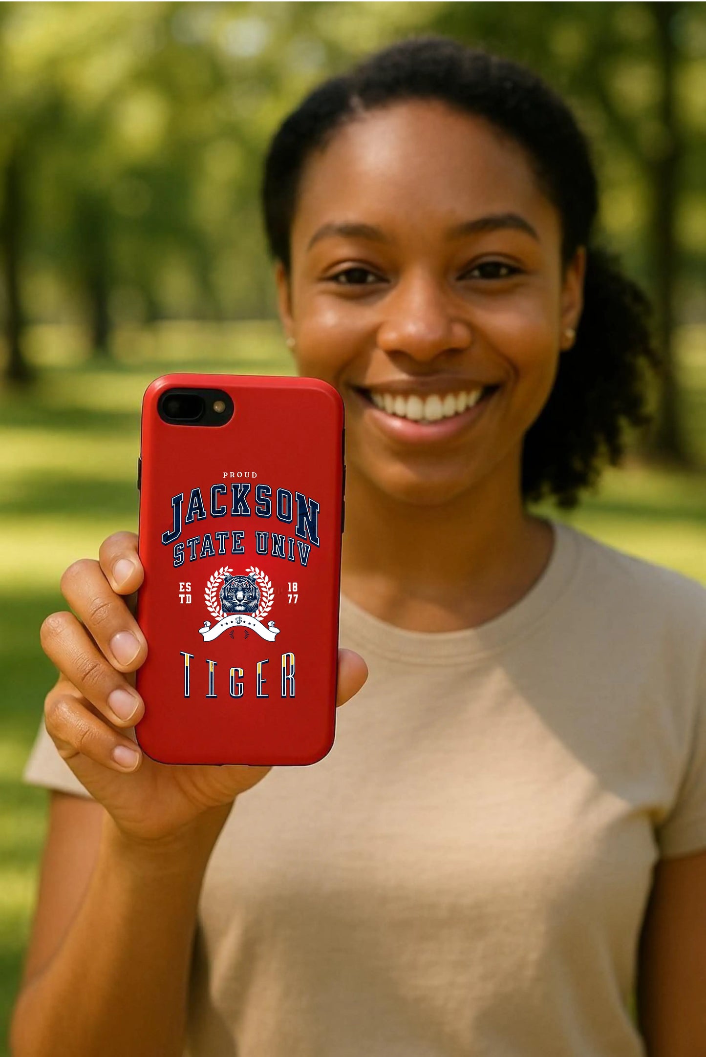 Proud Jackson State Univ Tiger White - Red Case Printify