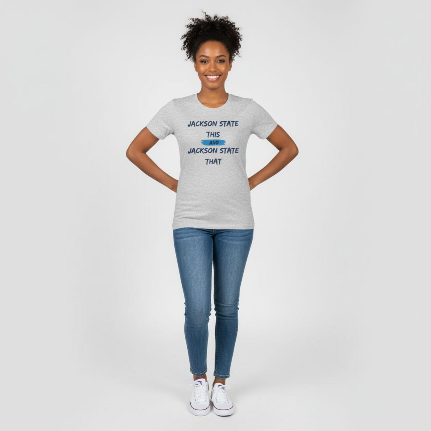 Jackson State This Jackson State That Red Baby Blue Block Women's Favorite Tee Printify