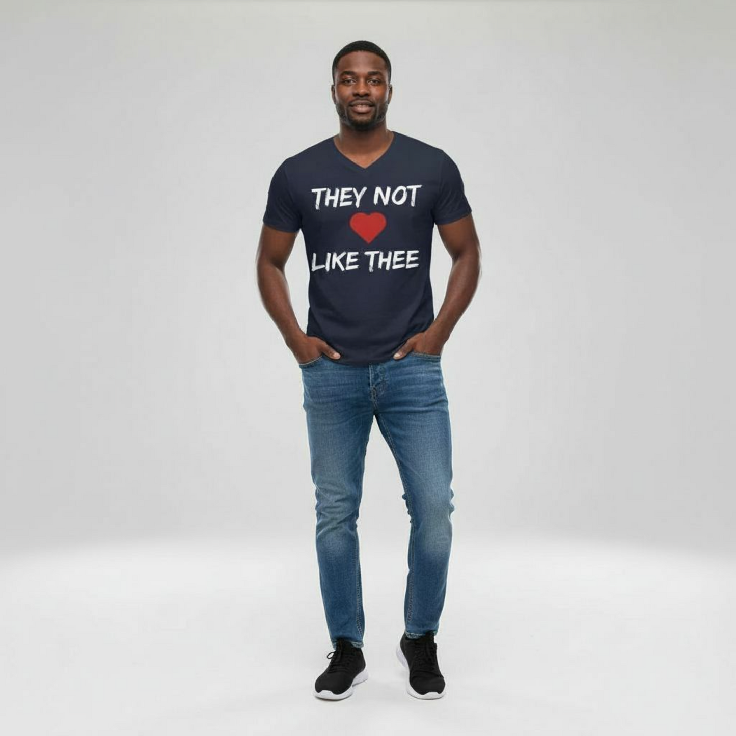 They Not Like Thee White Men's Jersey Short Sleeve V-Neck Tee Printify