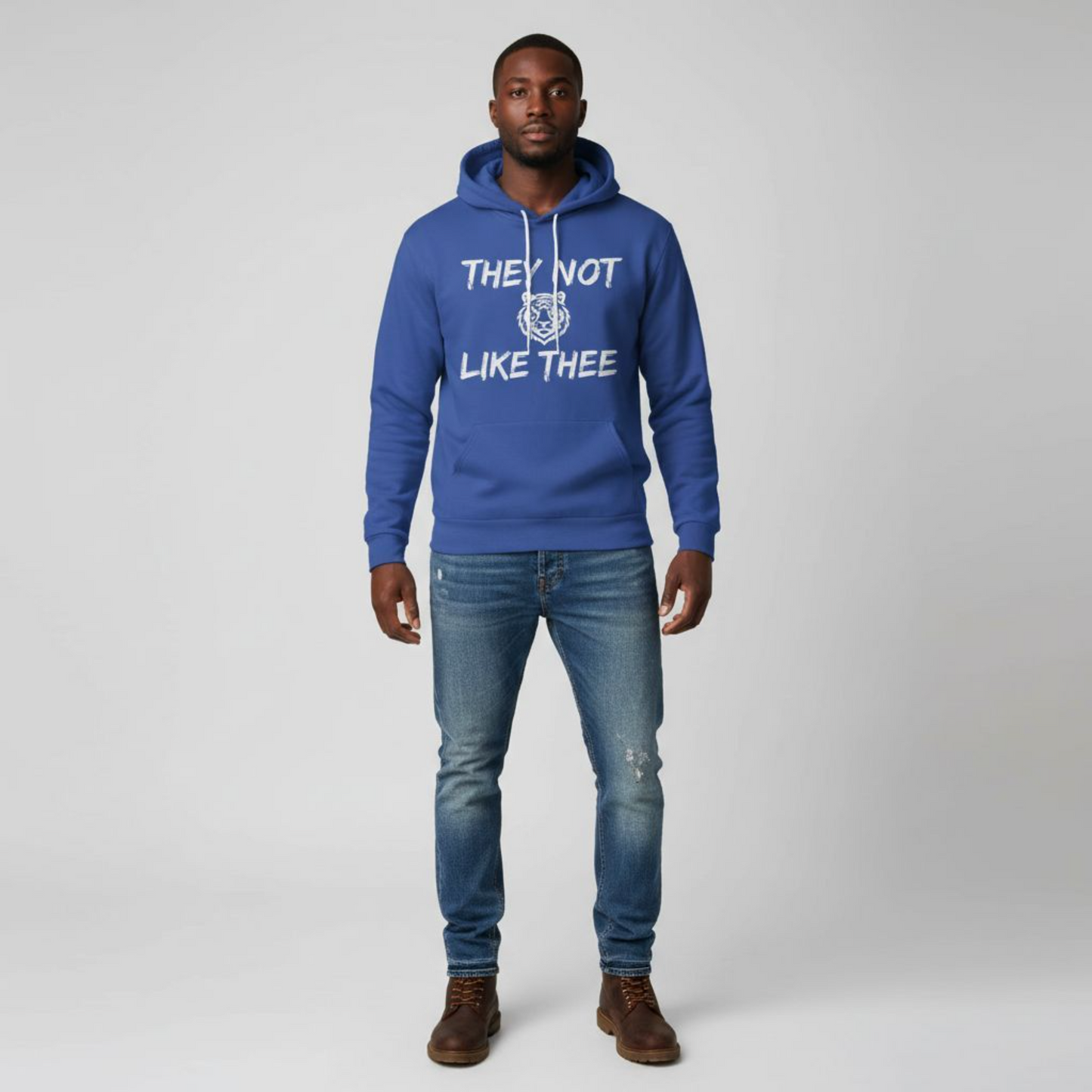 They Not Like Thee Tiger White Men's Fleece Pullover Hoodie Printify