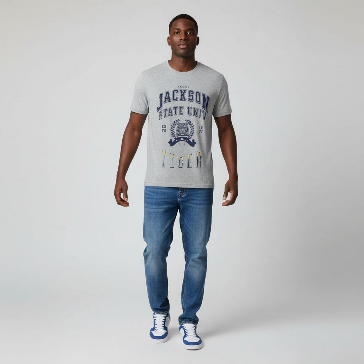 Proud Jackson State Univ Tiger Men's Navy Jersey Short Sleeve Tee Printify