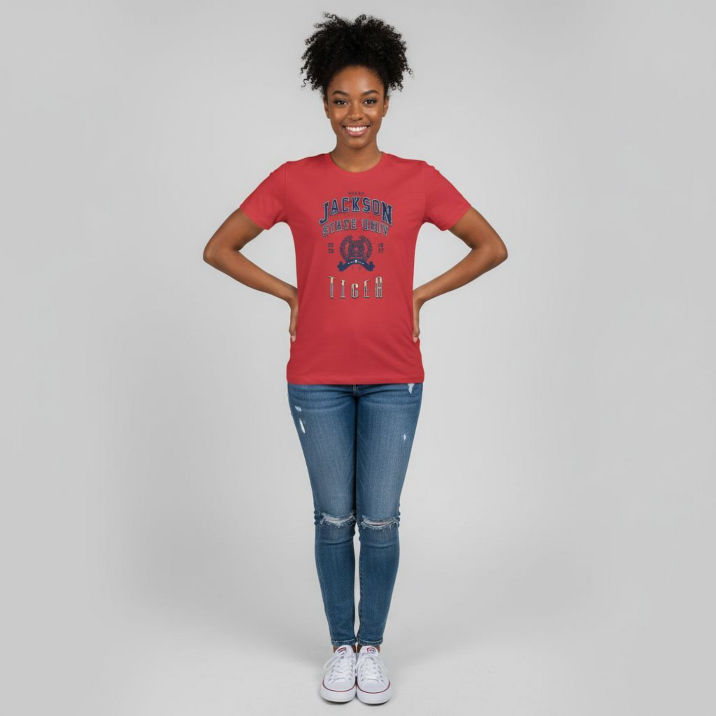 Proud Jackson State Univ Tiger Women's Navy Favorite Tee Printify