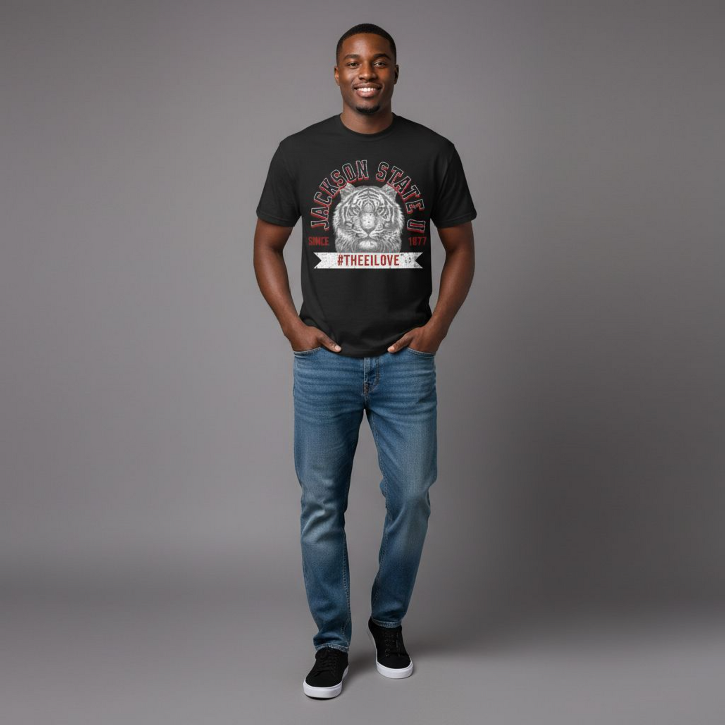 Jackson State Univ #TheeILove Men's White Jersey Short Sleeve Tee Printify