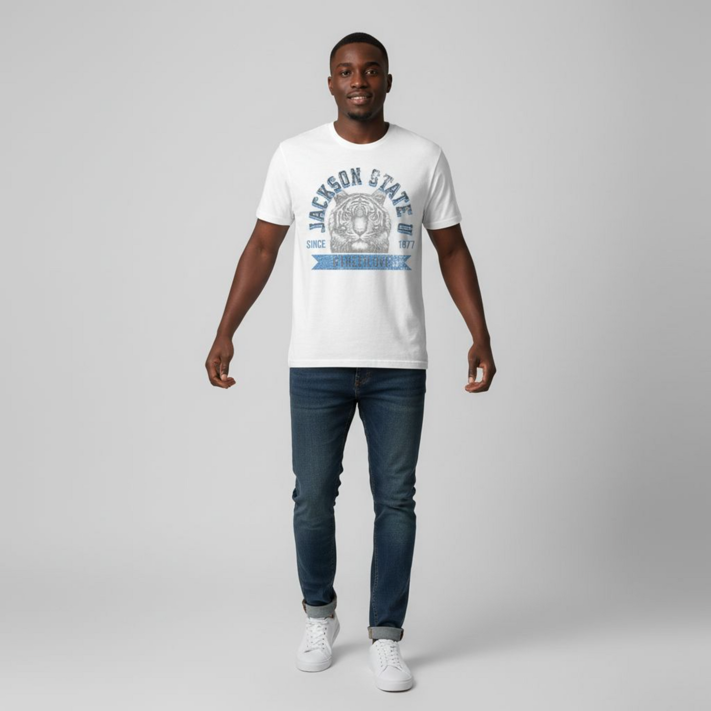 Jackson State Univ #TheeILove Men's Baby Blue Jersey Short Sleeve Tee Printify