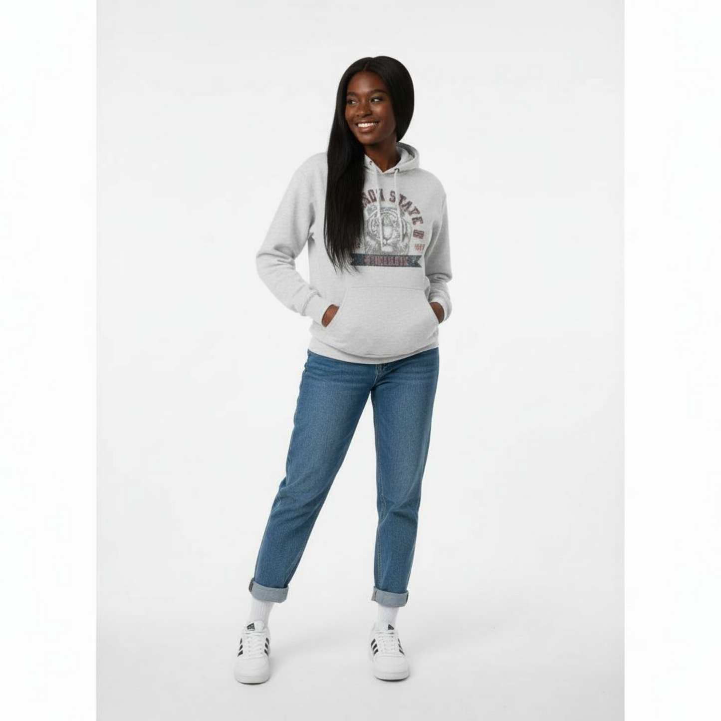 Jackson State Univ #TheeILove Women's Navy Premium Fleece Hoodie Printify